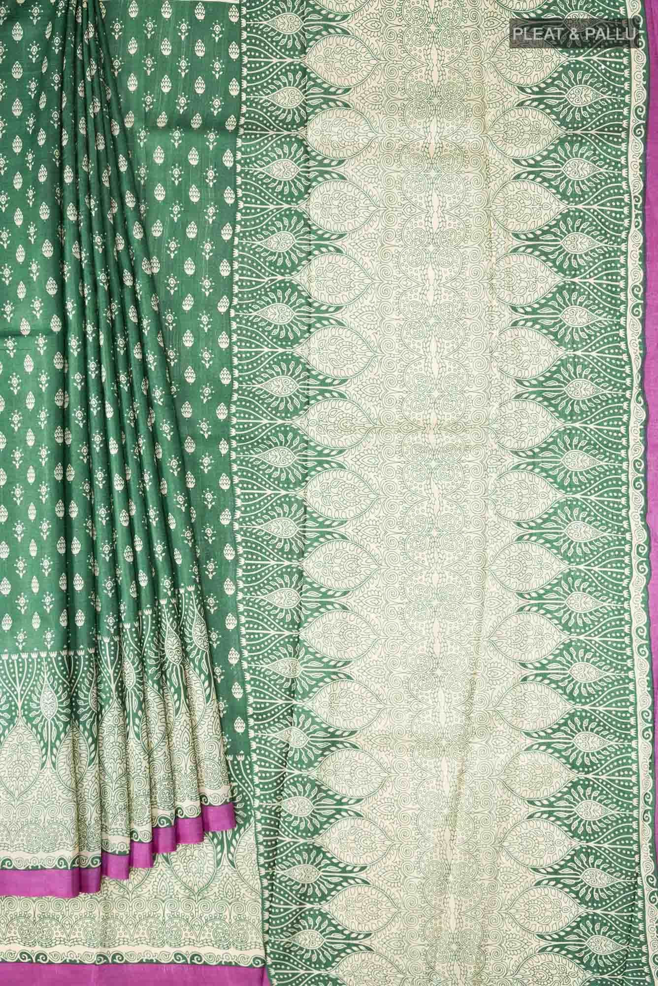 Green Bhagalpuri Tussar Silk Saree