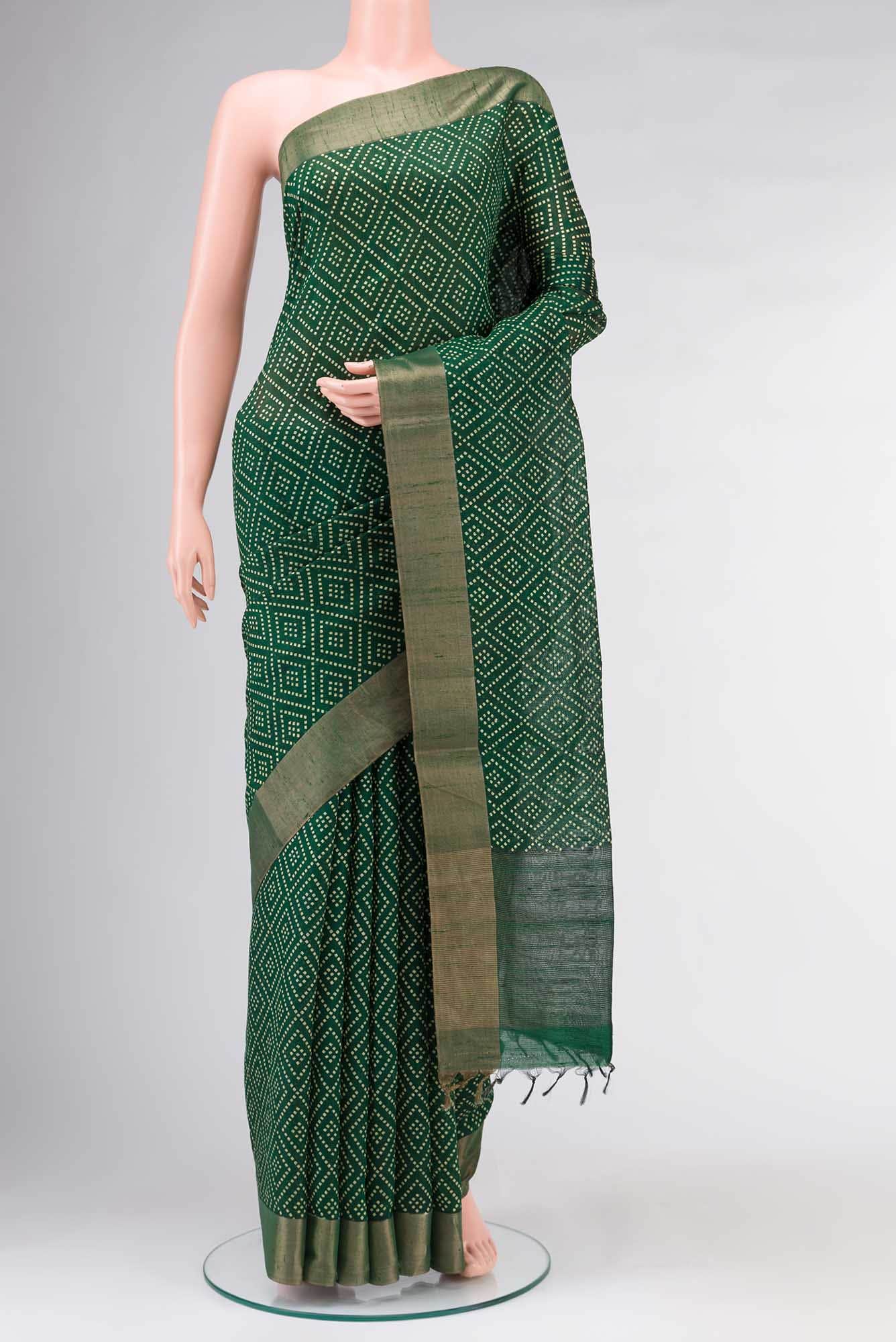Green Bhagalpuri Tussar Silk Saree