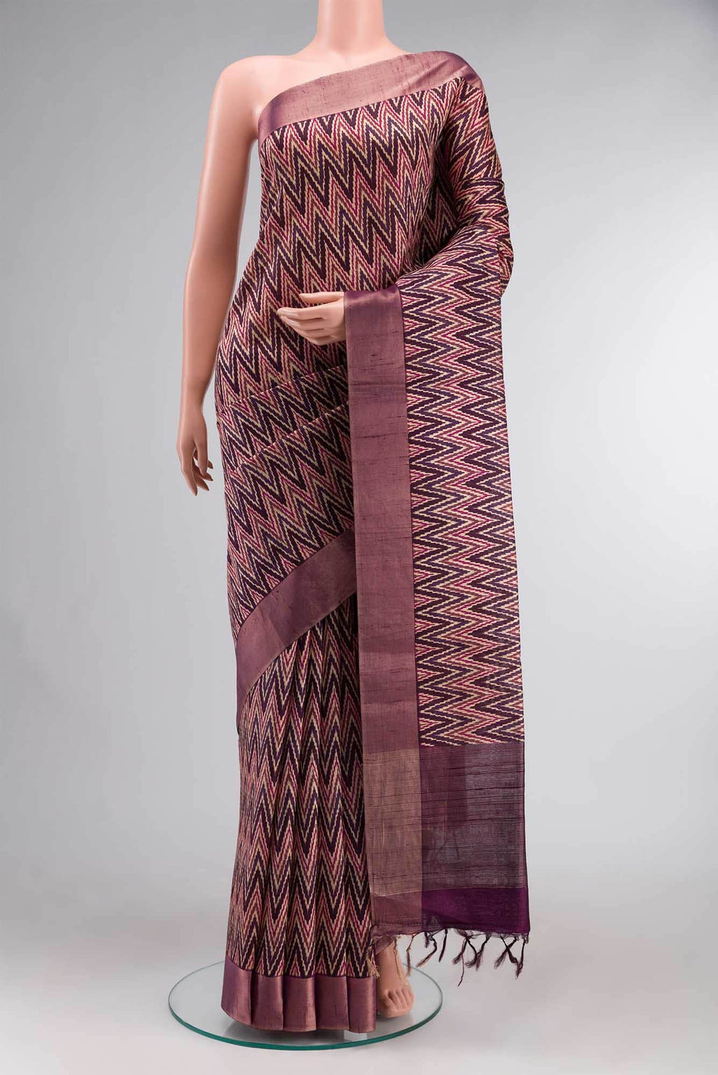 Purple Bhagalpuri Tussar Silk Saree