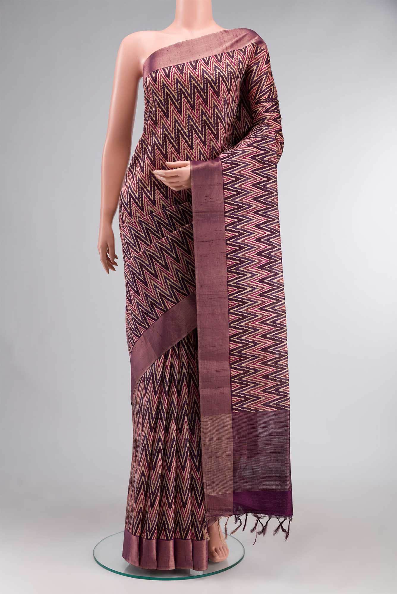 Purple Bhagalpuri Tussar Silk Saree