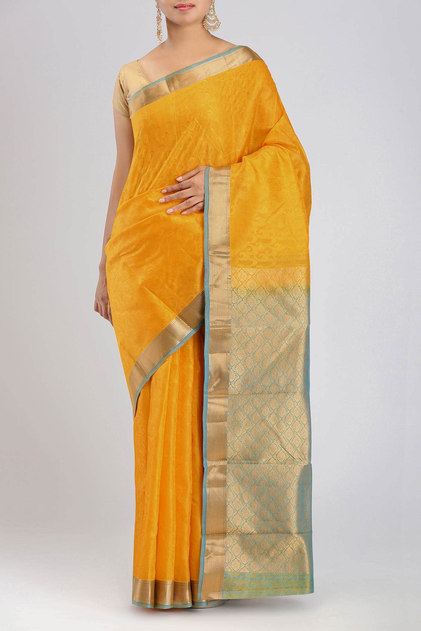 Yellow Kanchipuram Silk Saree