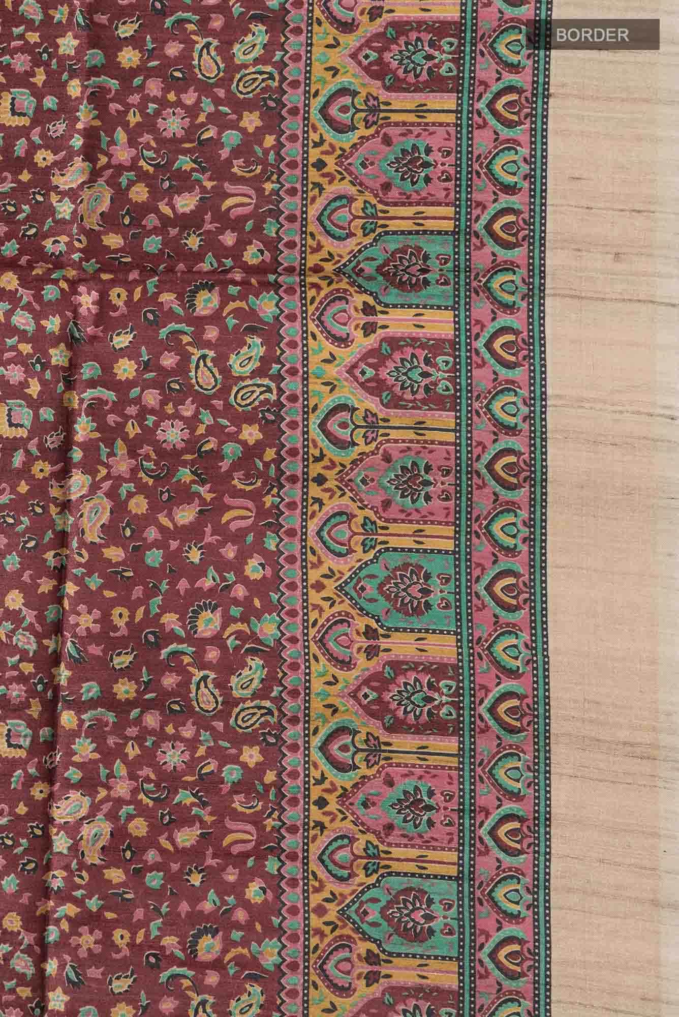 Brown Bhagalpuri Tussar Silk Saree