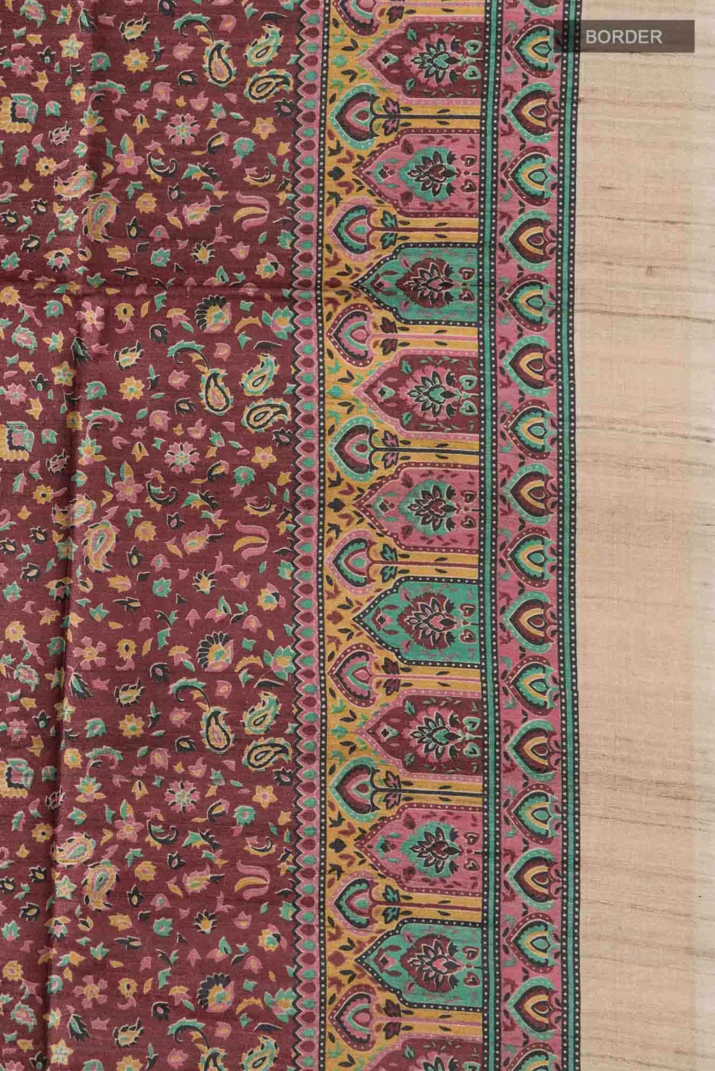 Brown Bhagalpuri Tussar Silk Saree