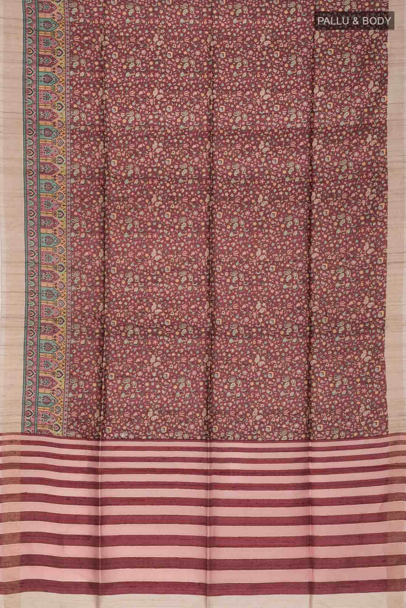 Brown Bhagalpuri Tussar Silk Saree