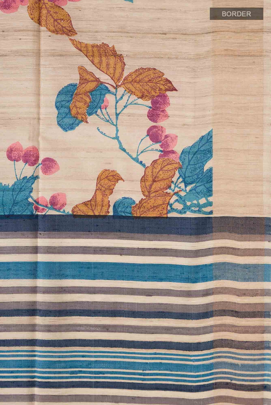 Beige Bhagalpuri Tussar Silk Saree