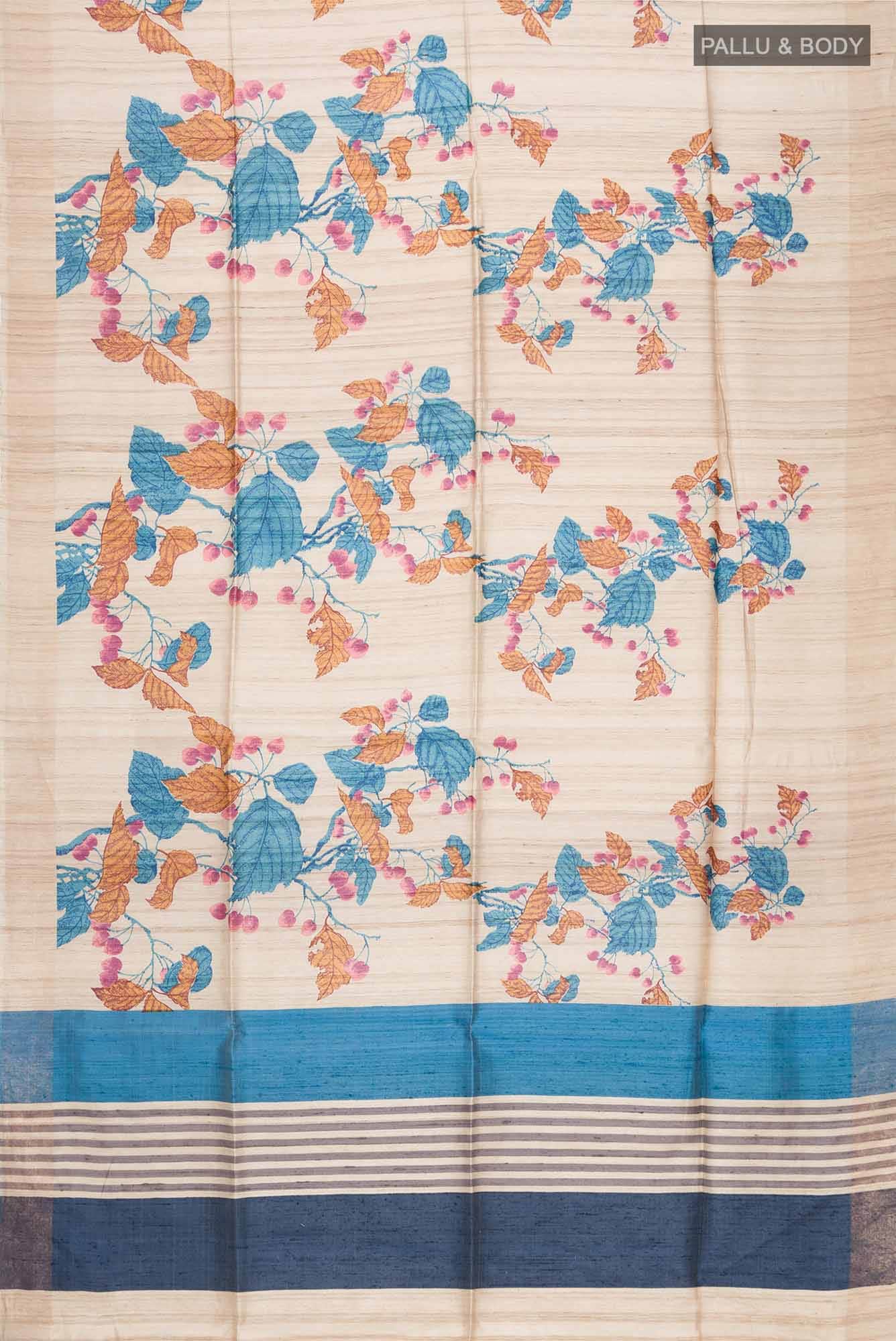 Beige Bhagalpuri Tussar Silk Saree