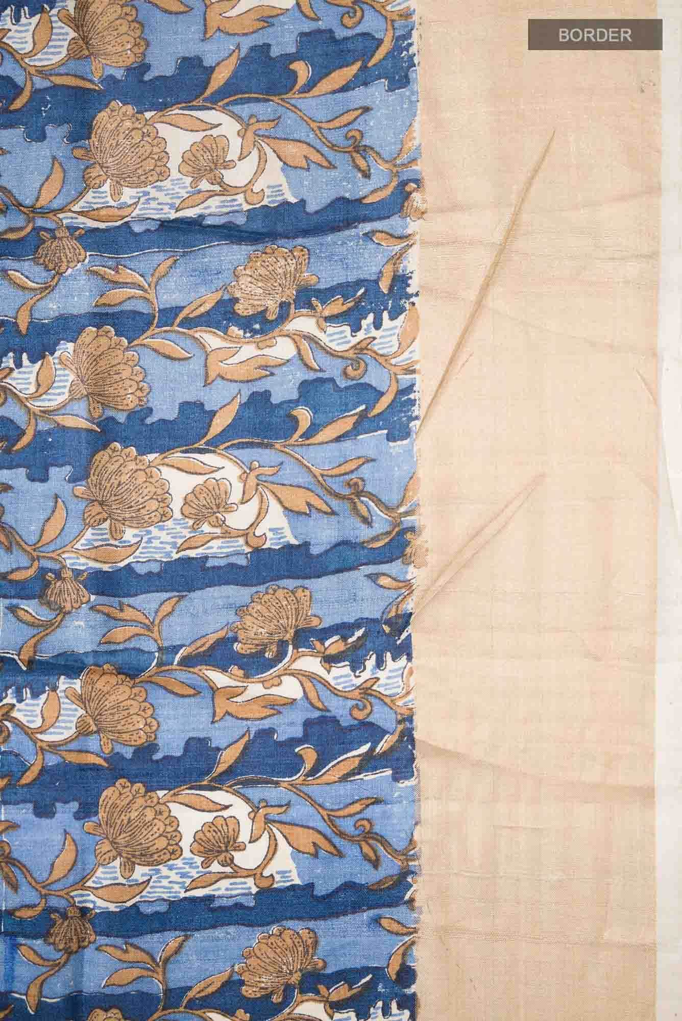 Blue Bhagalpuri Tussar Silk Saree