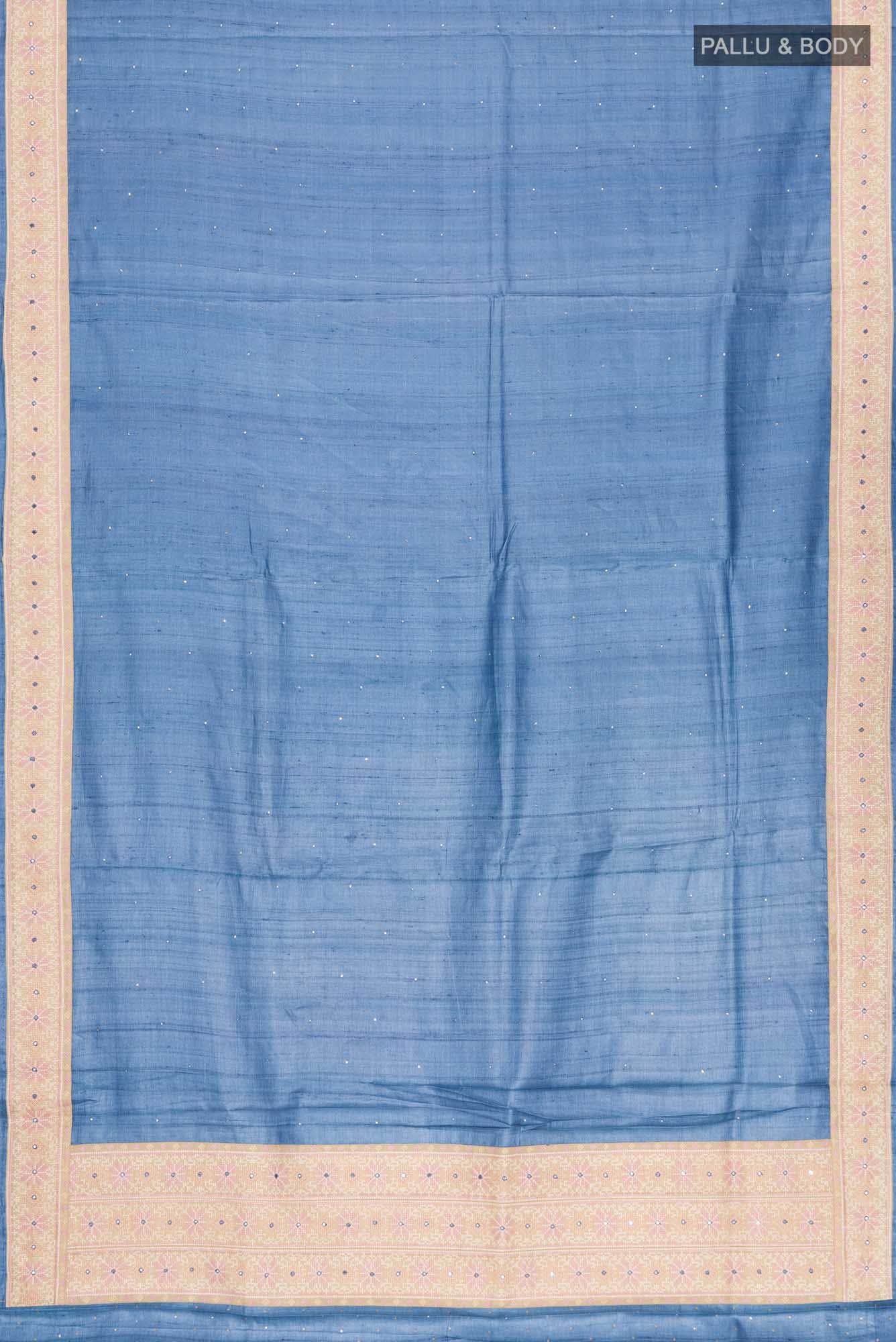 Blue Tussar Silk Saree
