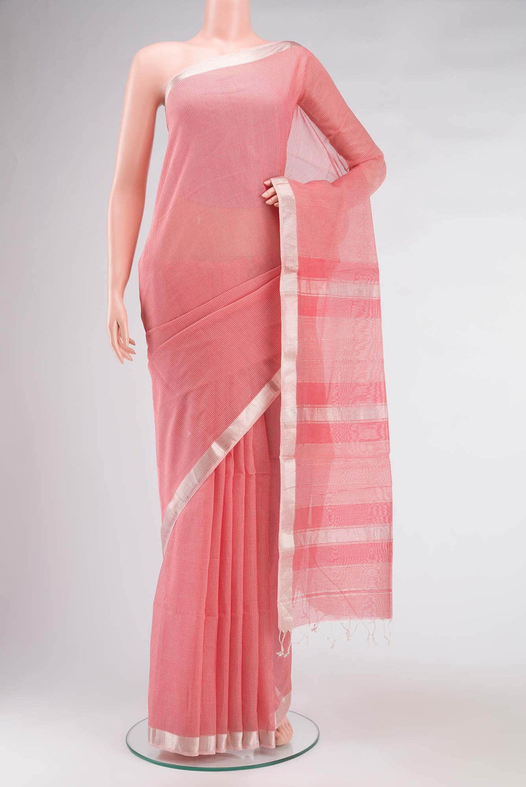 Coral Maheshwari Silk Cotton Saree
