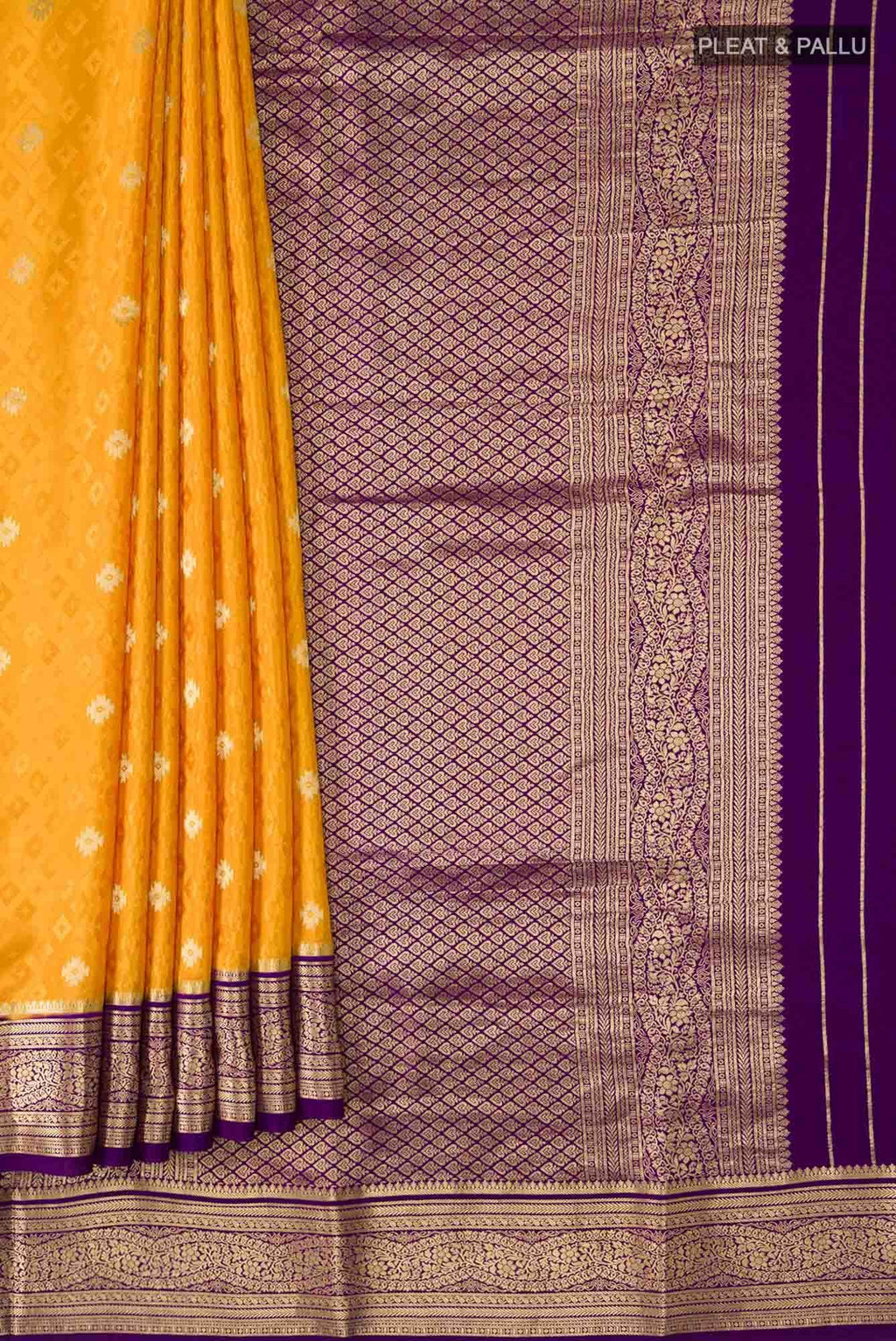 Mustard Mysore Crepe Saree