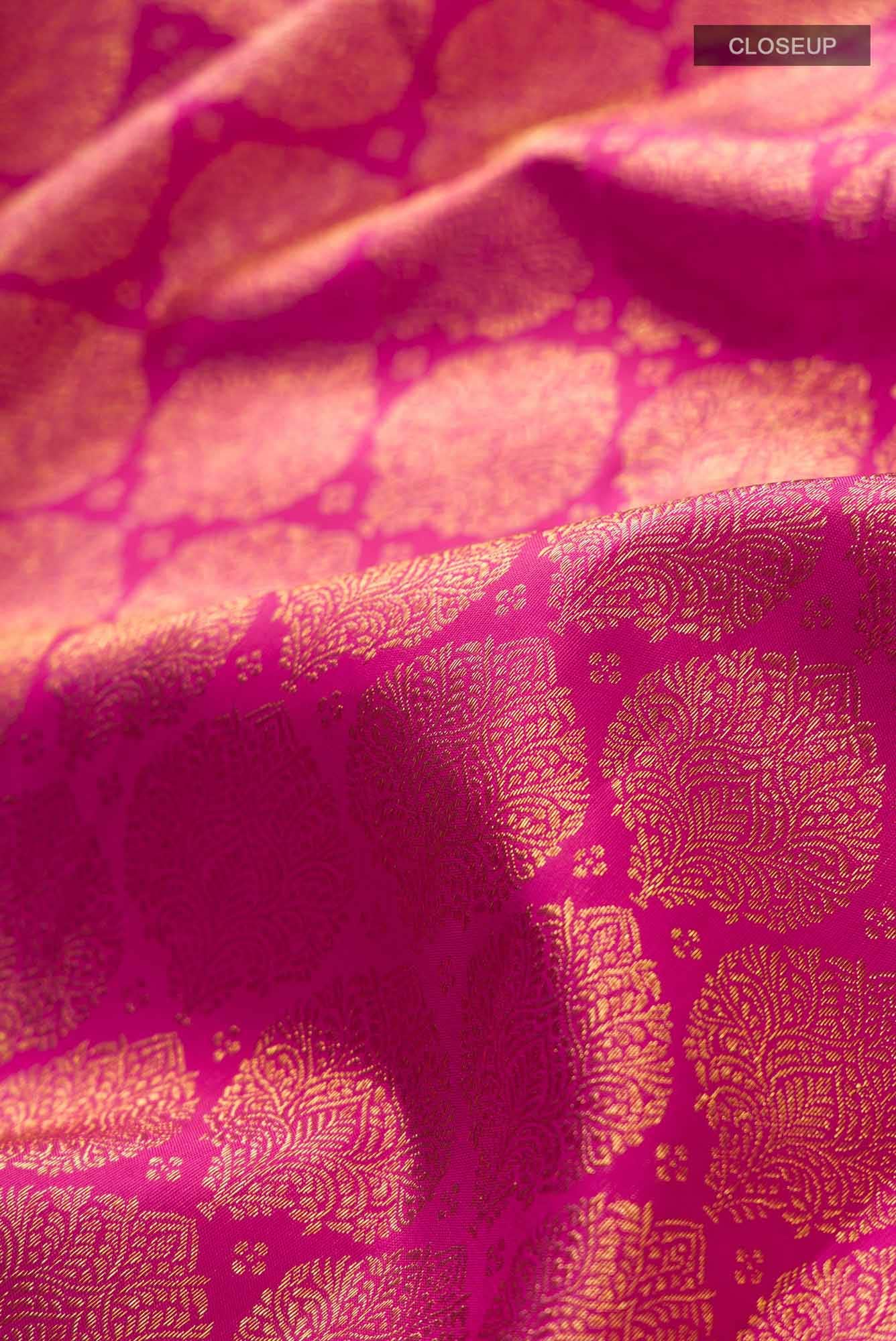 Pure Silk Pure Zari Pink Kanchipuram Saree