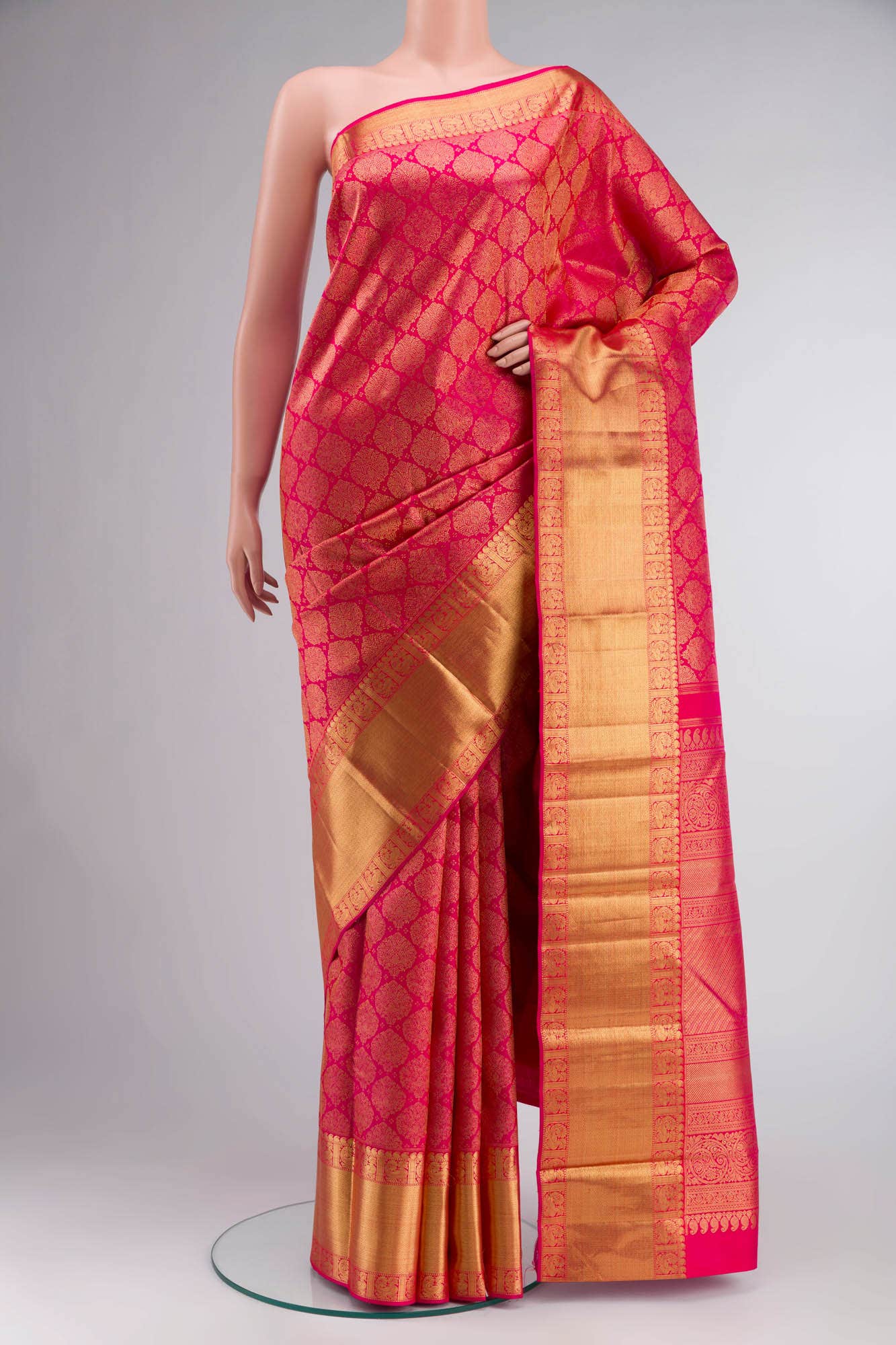 Pure Silk Pure Zari Pink Kanchipuram Saree
