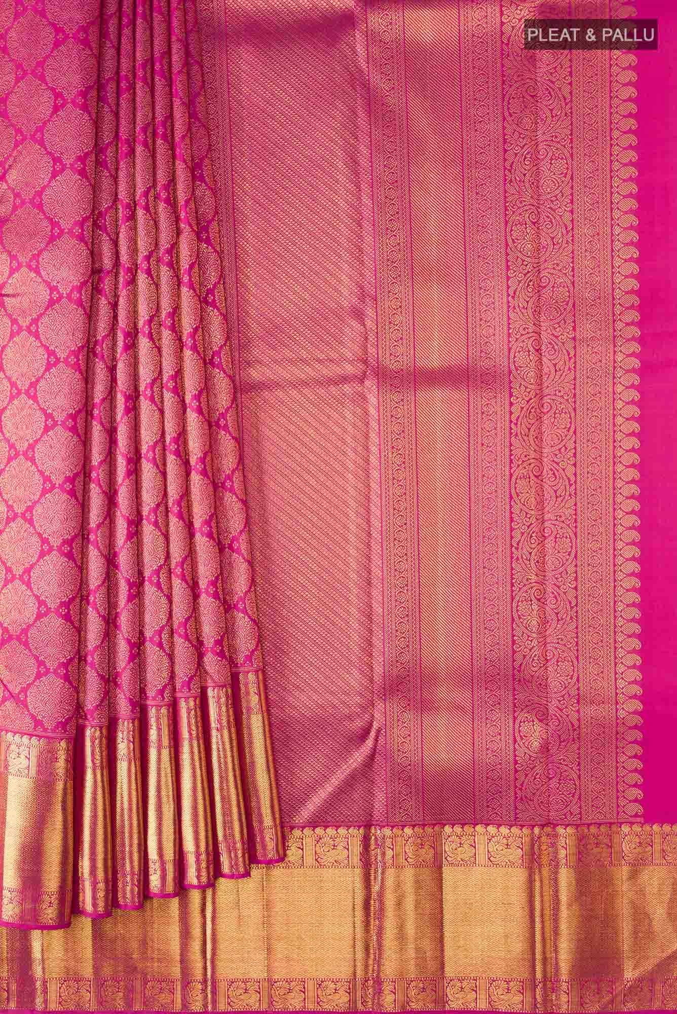 Pure Silk Pure Zari Pink Kanchipuram Saree