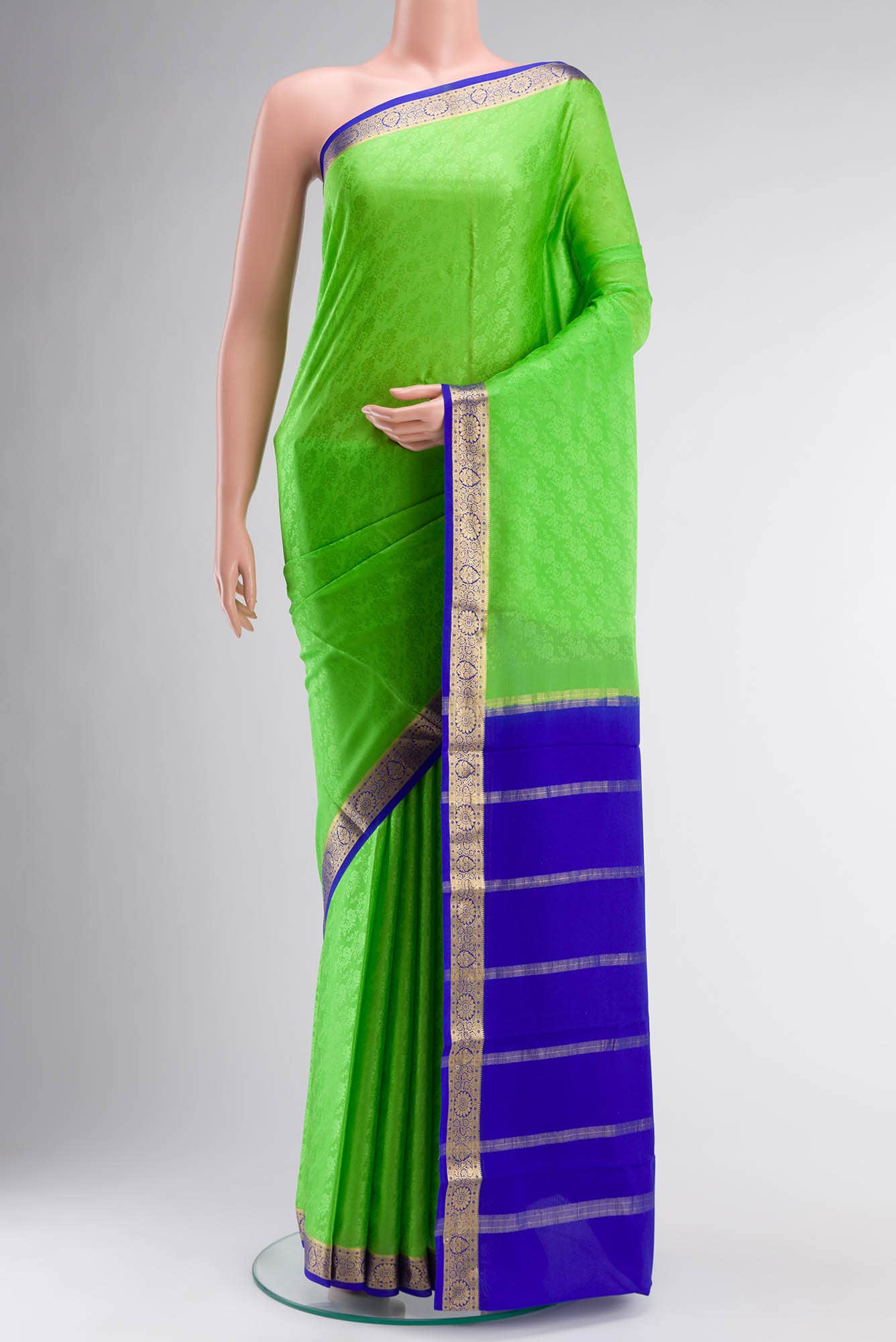 Green Mysore Crepe Saree