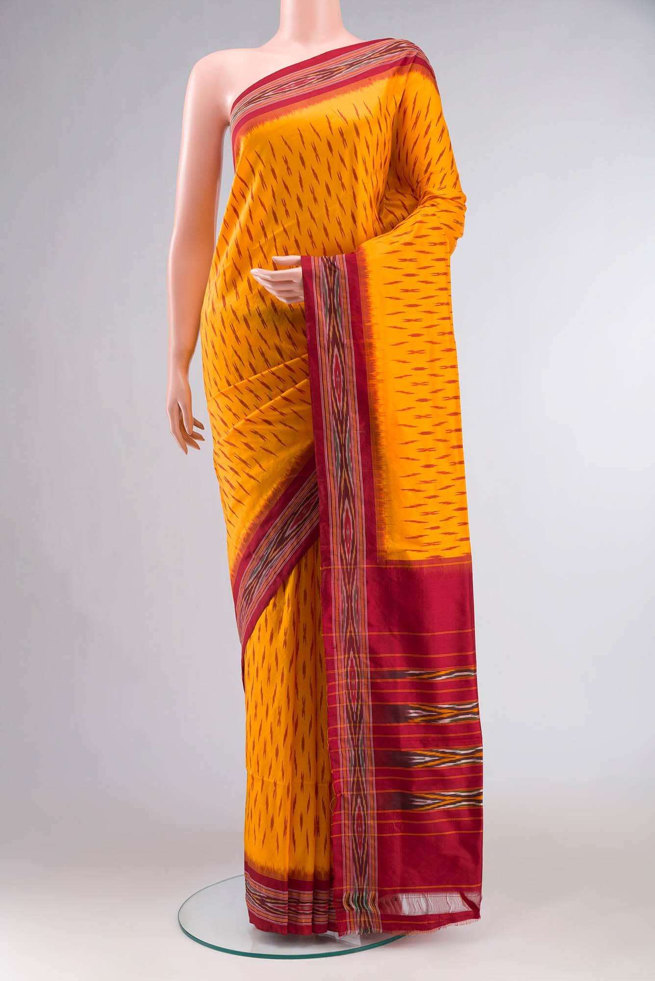 Yellow Pochampally Silk Saree