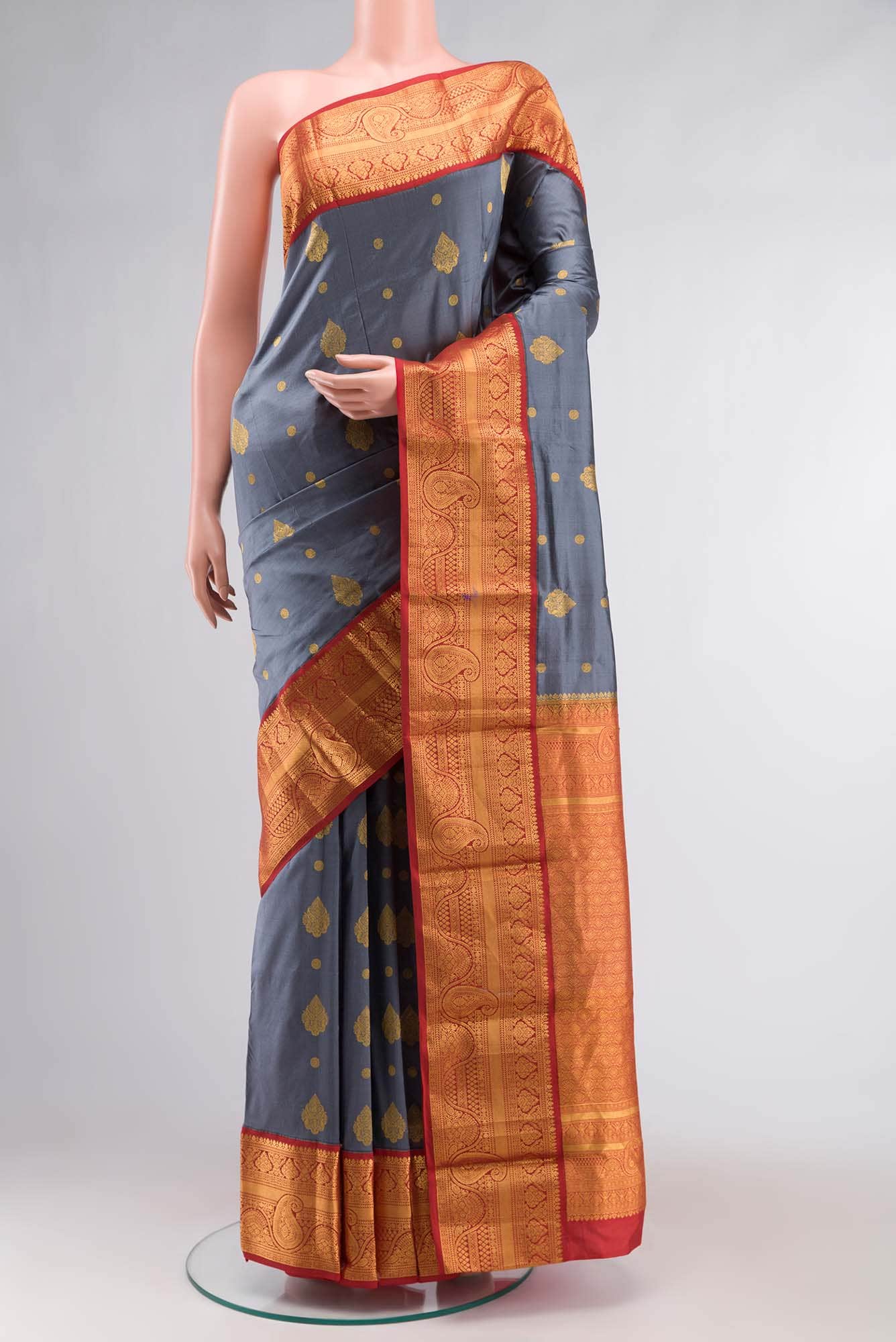 Grey Bangalore Silk Saree