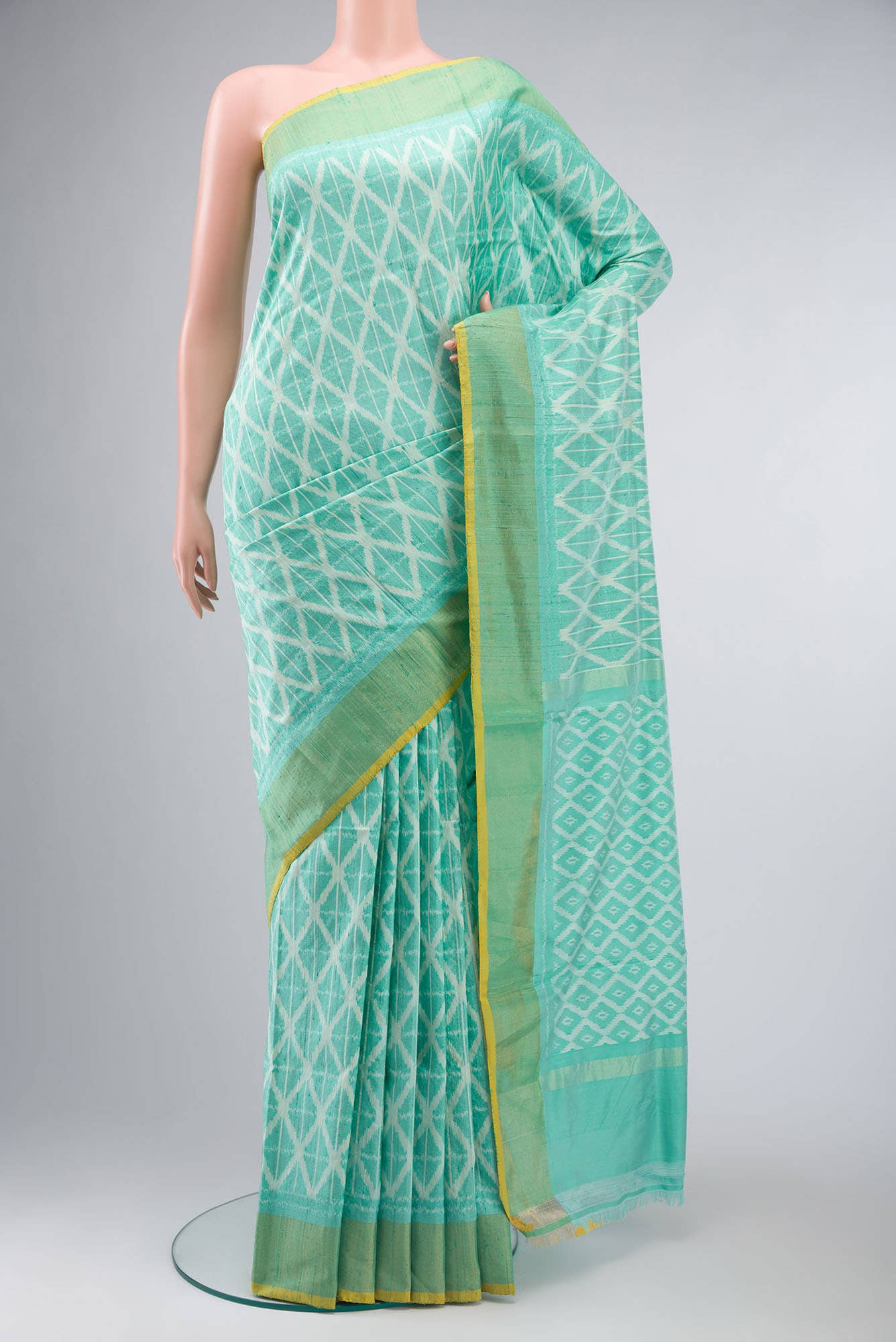 Sea Green Pochampally Silk Saree