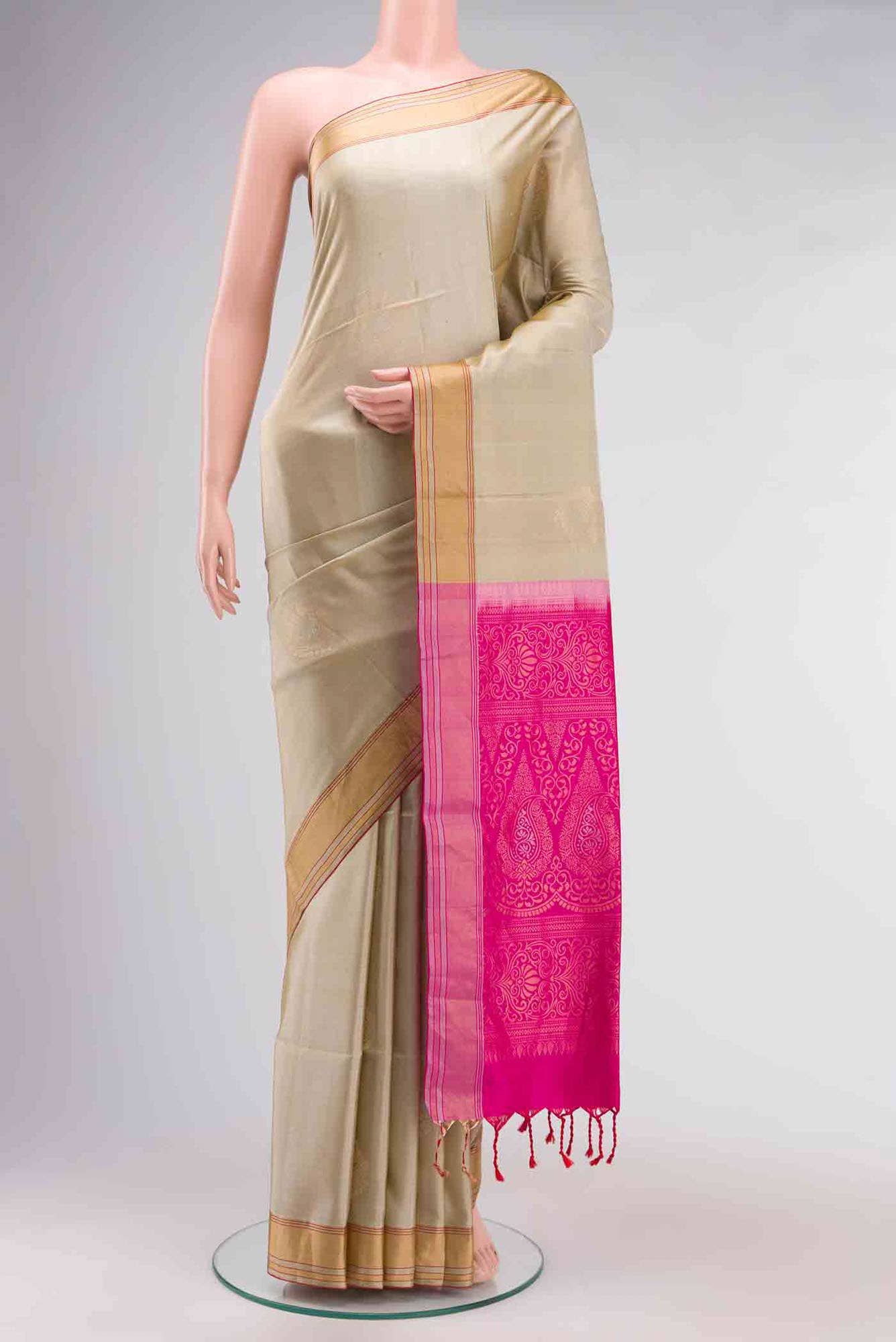 Beige Soft Silk Saree
