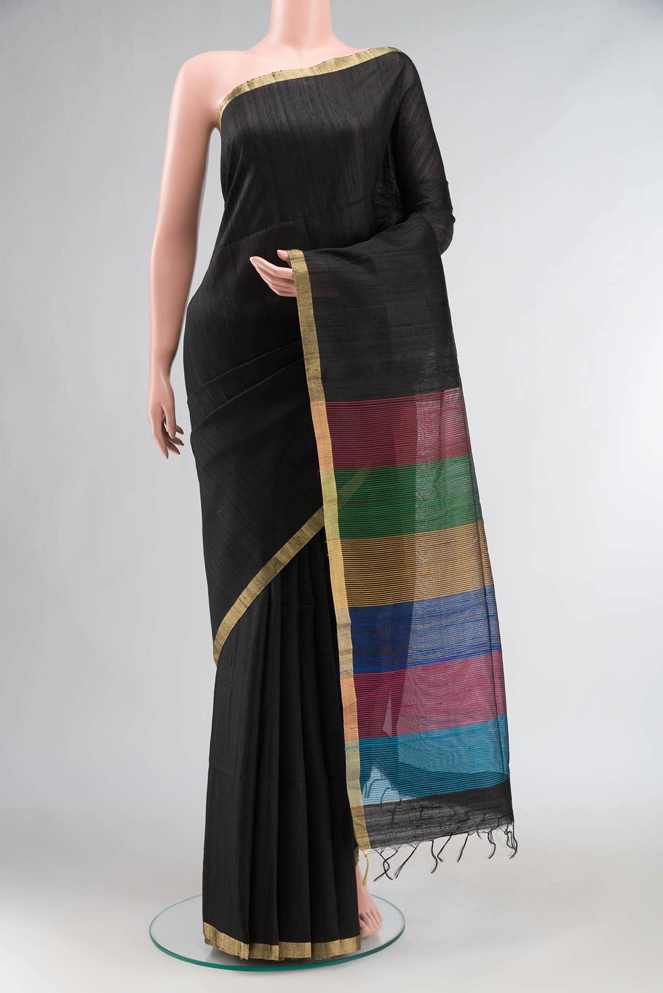 Black Raw Silk Saree