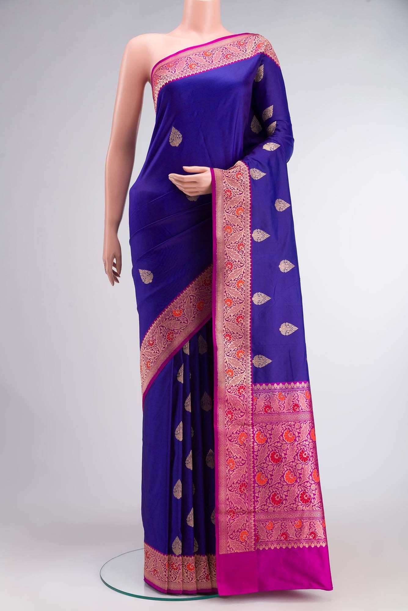 Blue Banarasi Katan Silk Saree