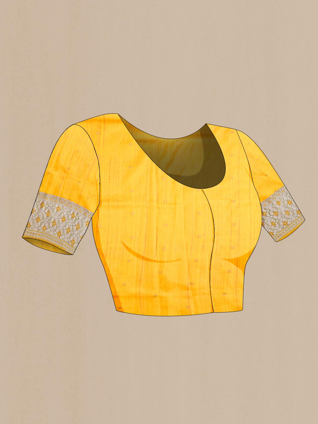 Yellow Printed Silk Saree