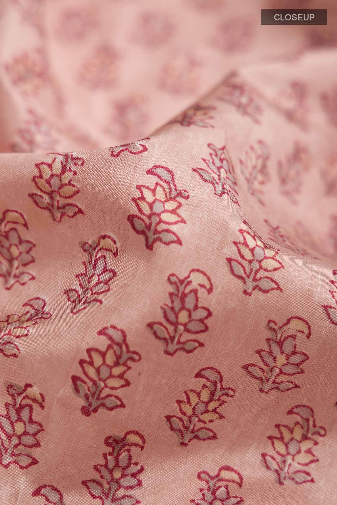 Brown Printed Silk Saree
