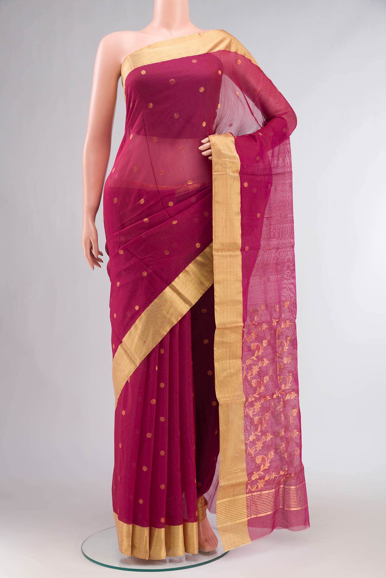 Maroon Chanderi Silk Cotton Saree