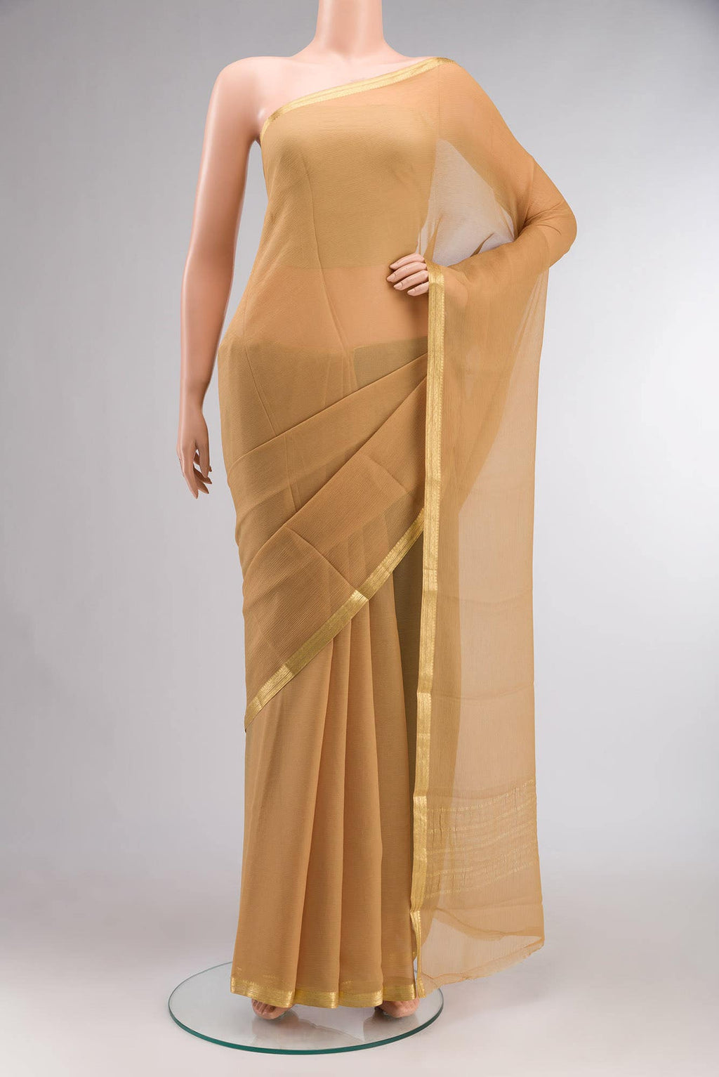 Brown Mysore Chiffon Saree