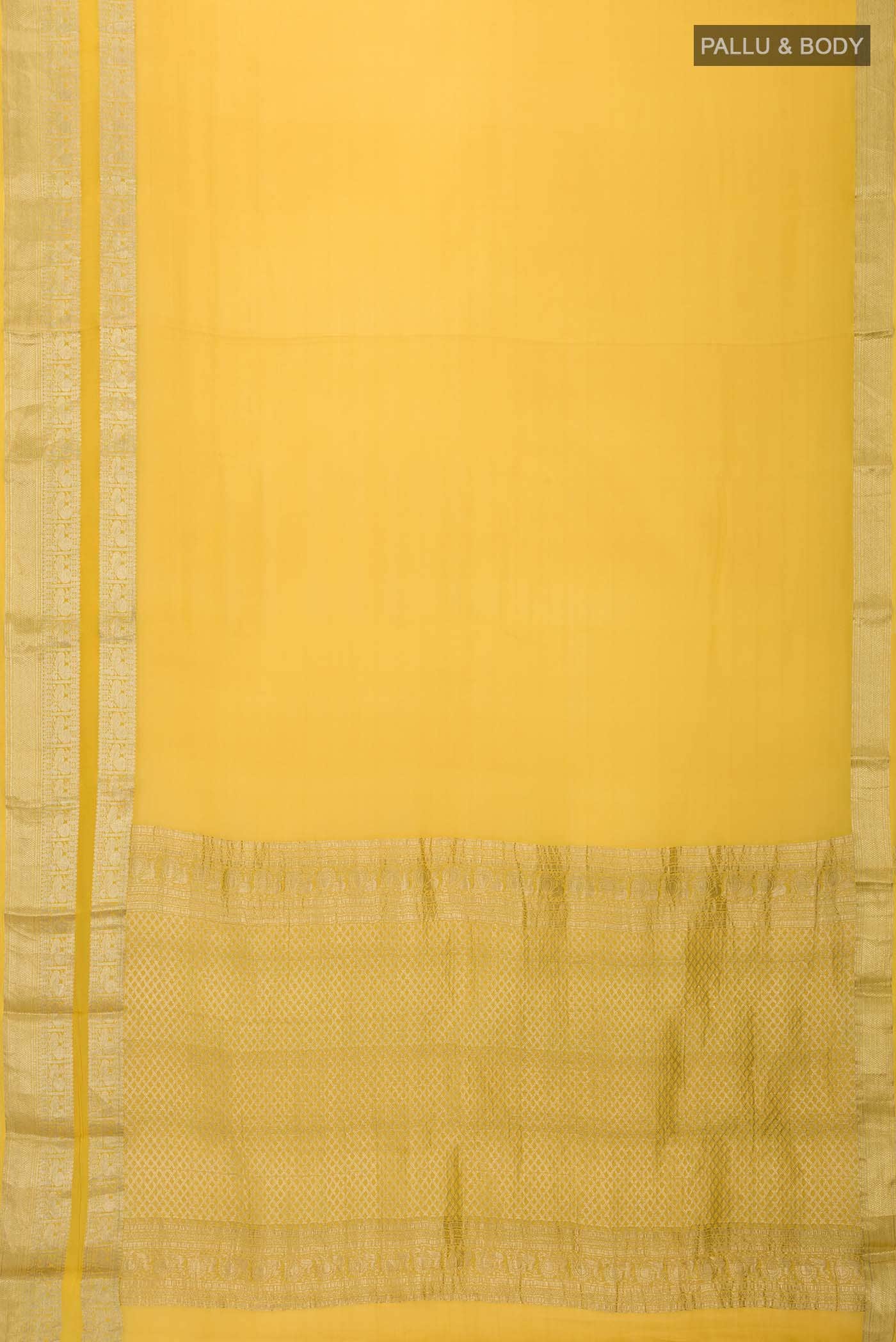 Yellow Mysore Crepe Saree