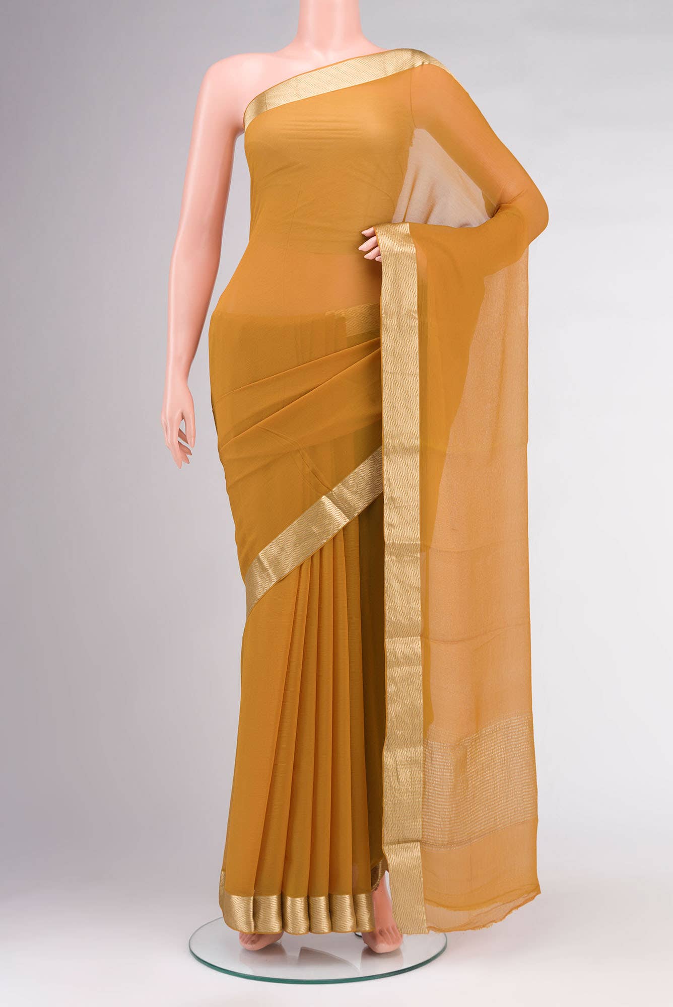 Mustard Mysore Chiffon Saree