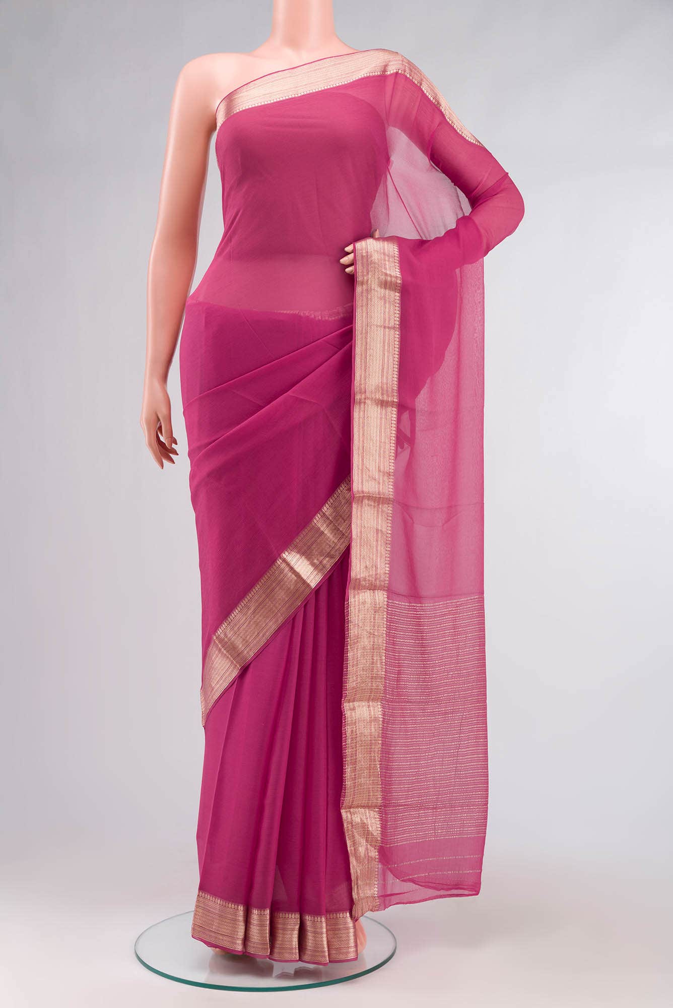 Pink Mysore Chiffon Saree