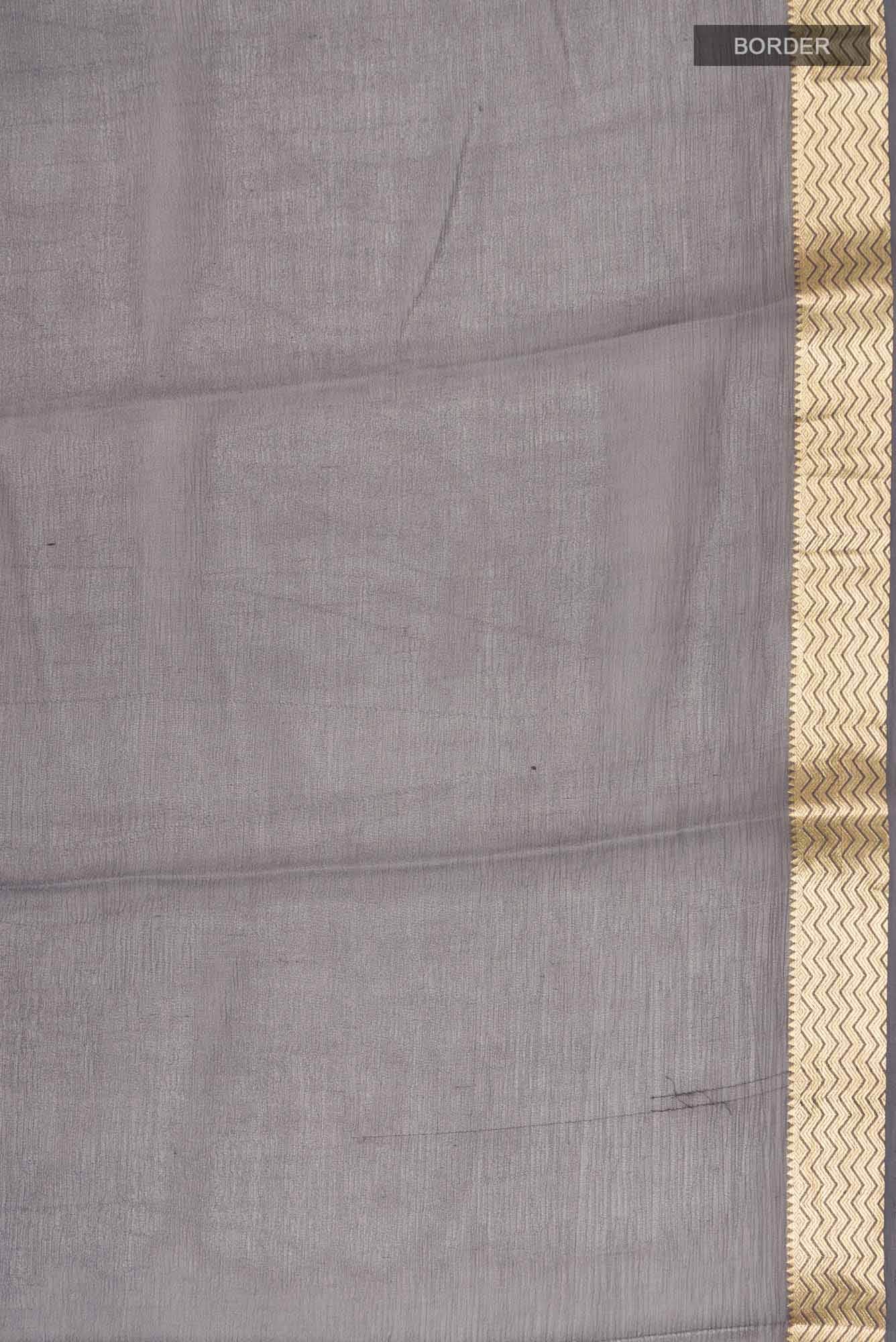 Grey Mysore Chiffon Saree