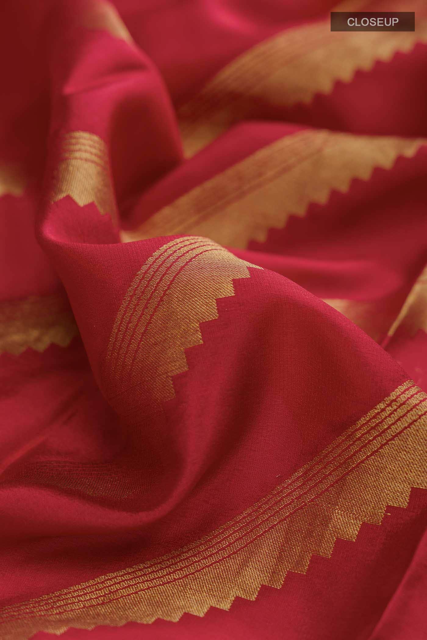 Red Mysore Crepe Saree
