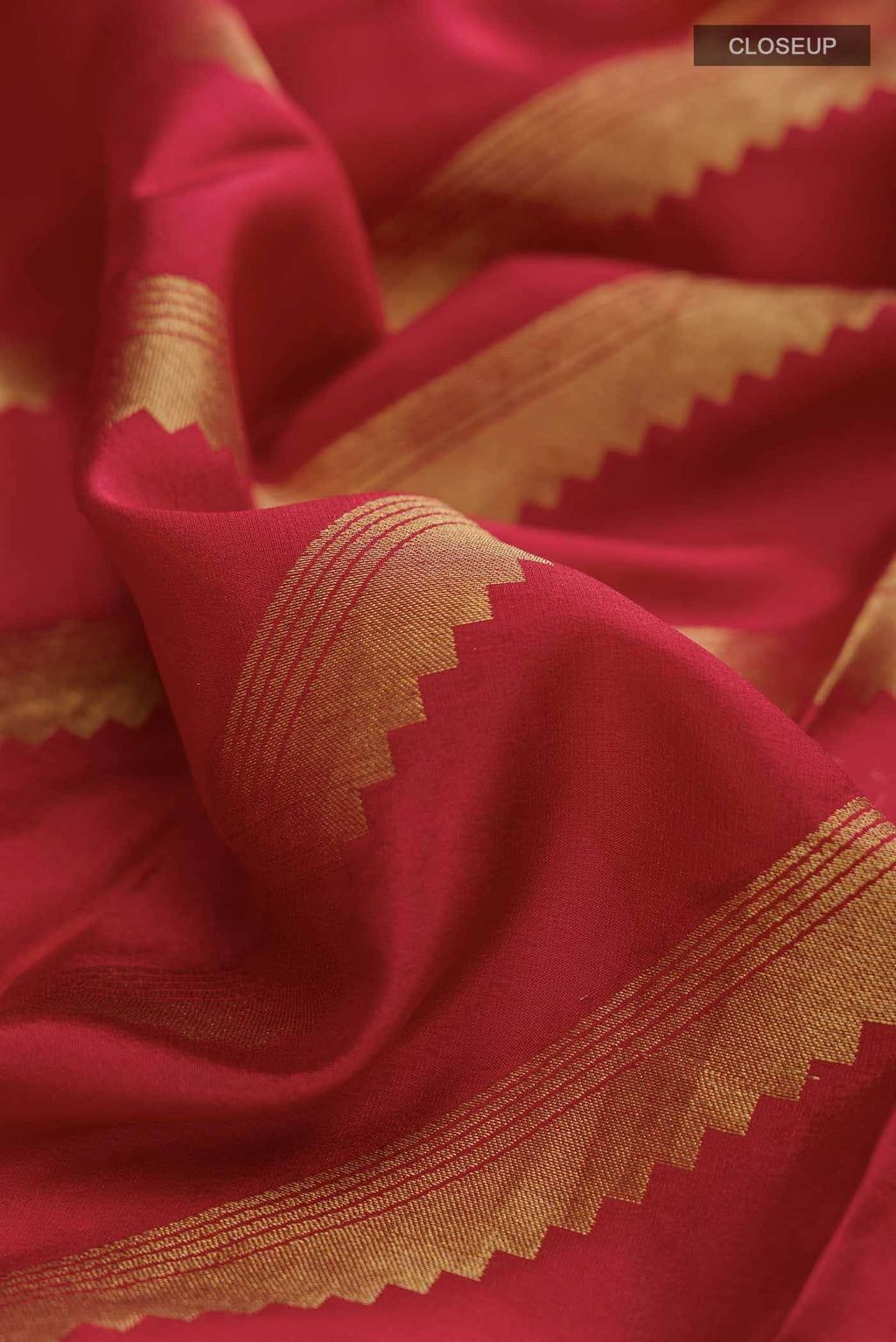 Red Mysore Crepe Saree