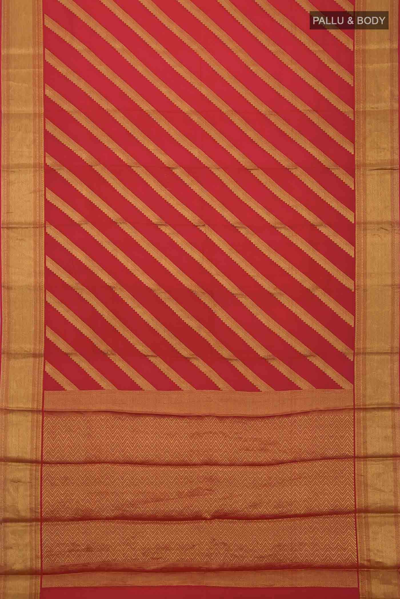 Red Mysore Crepe Saree