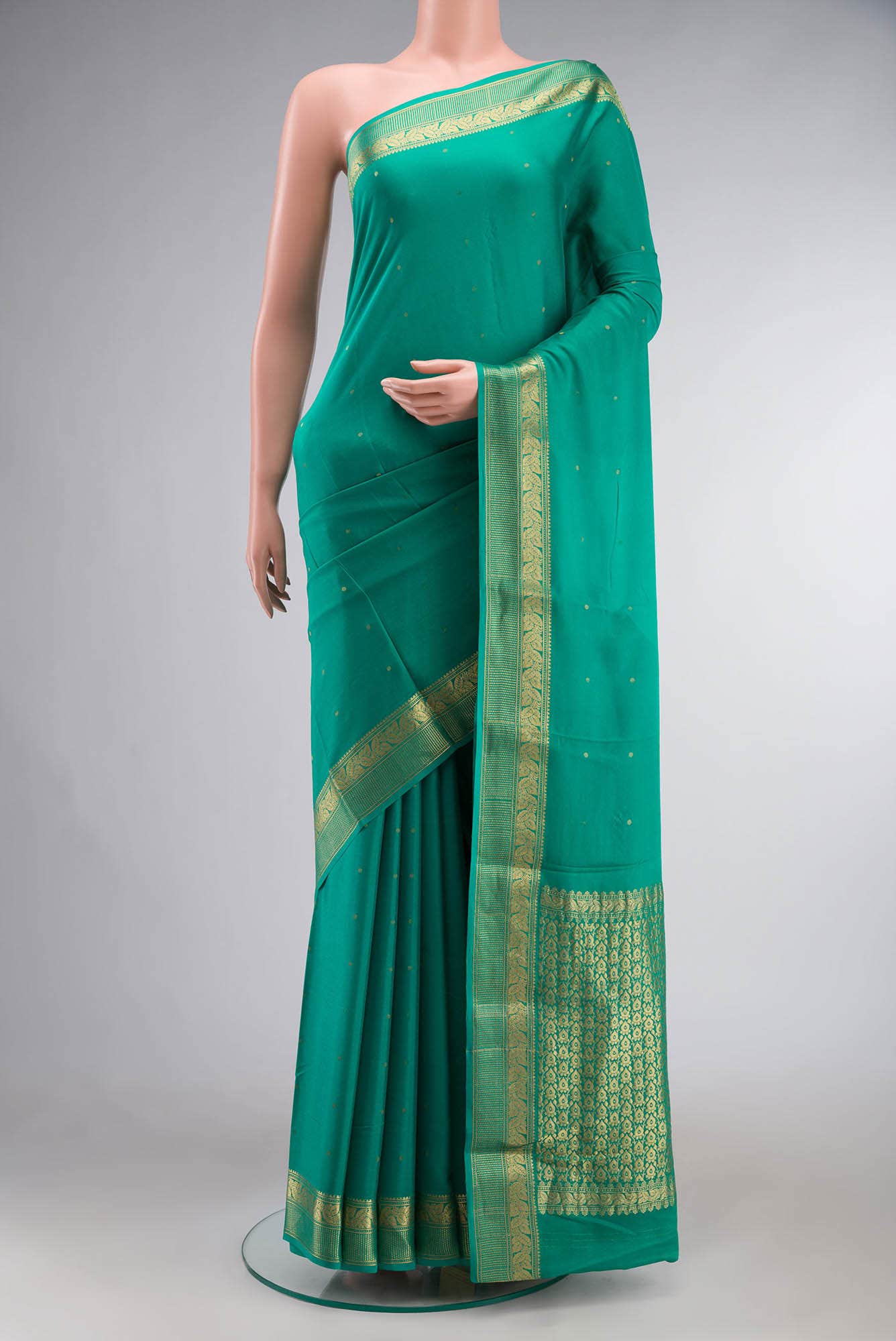 Green Mysore Crepe Saree