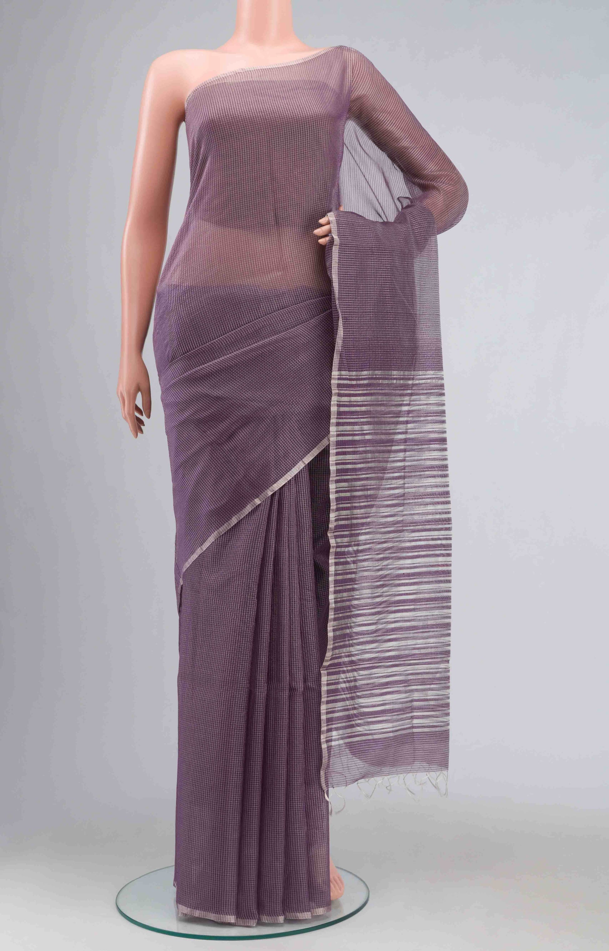 Purple Maheshwari Silk Cotton Saree