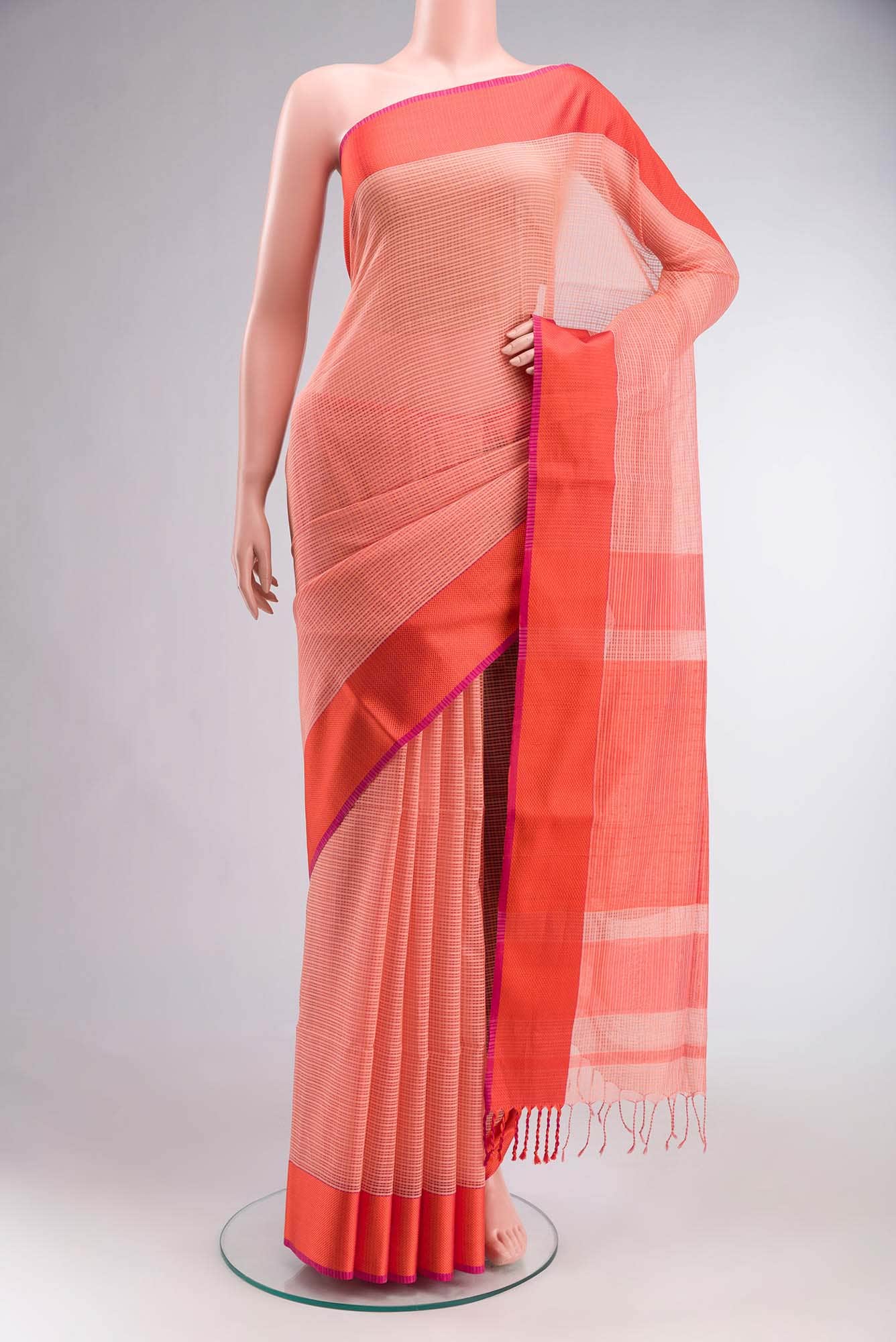 Pink Maheshwari Silk Cotton Saree