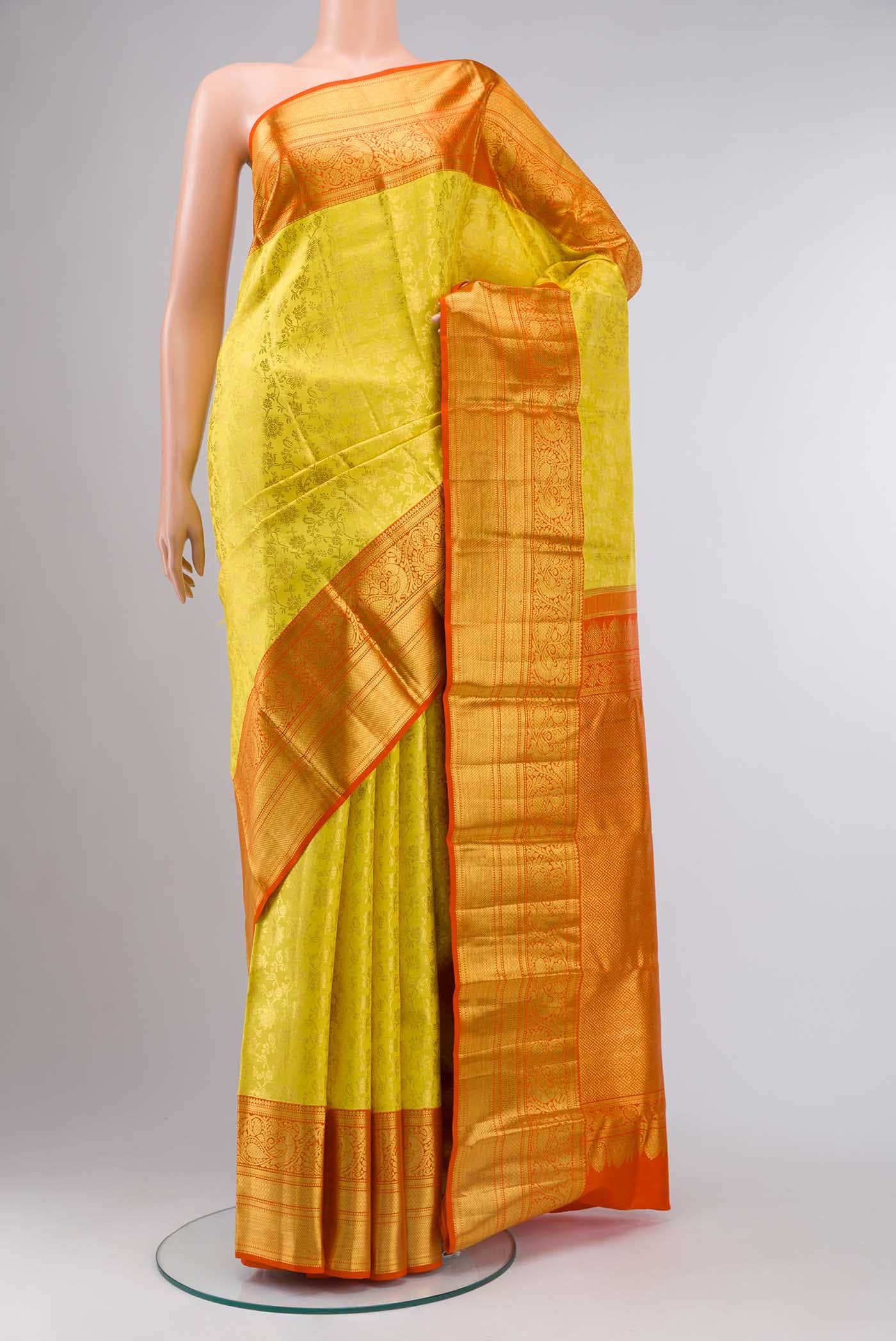 Yellow Kanchipuram Silk Saree