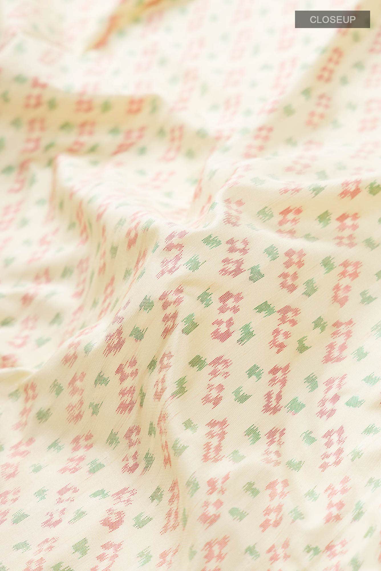 Cream Pochampally Silk Saree