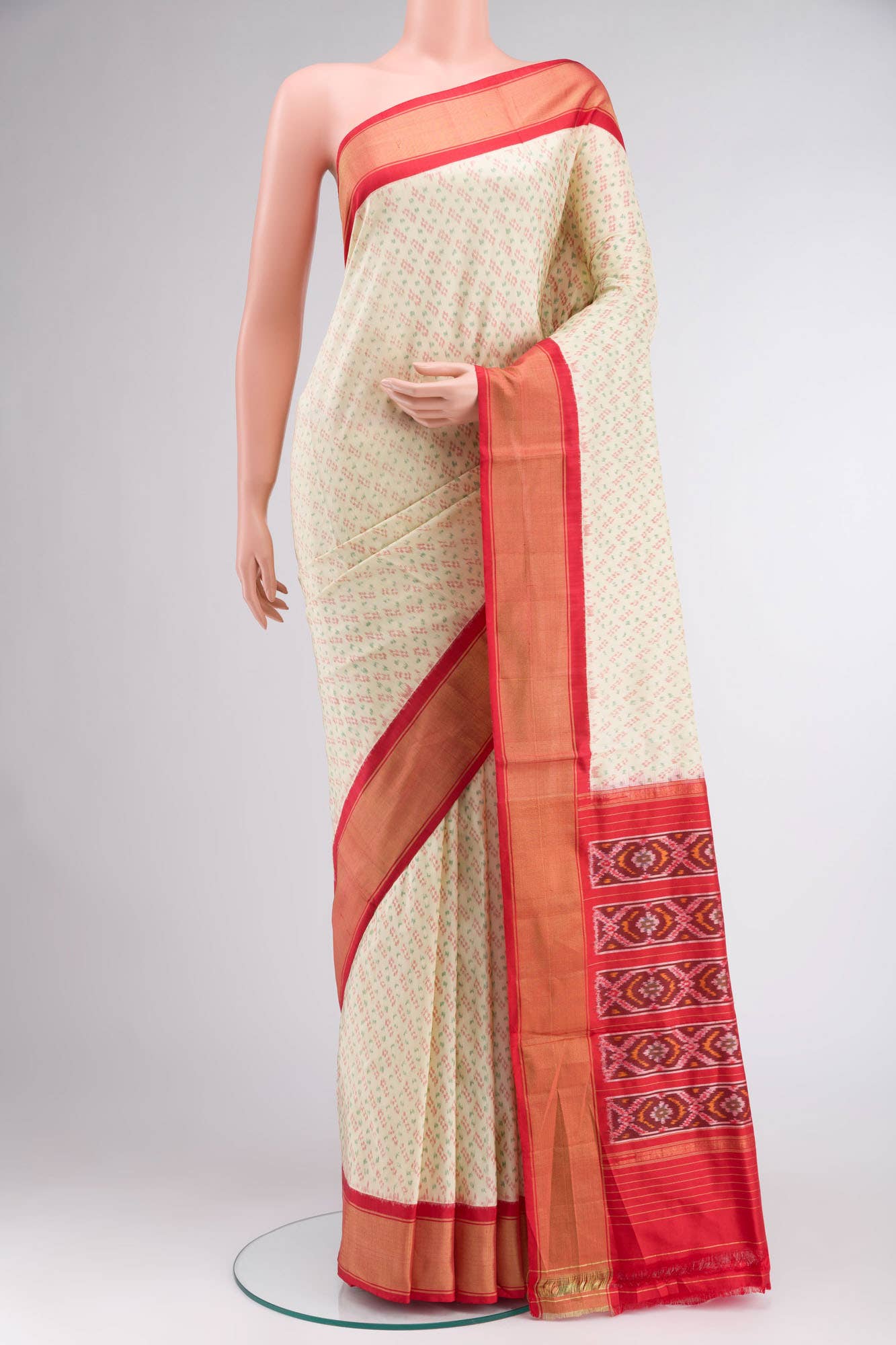 Cream Pochampally Silk Saree