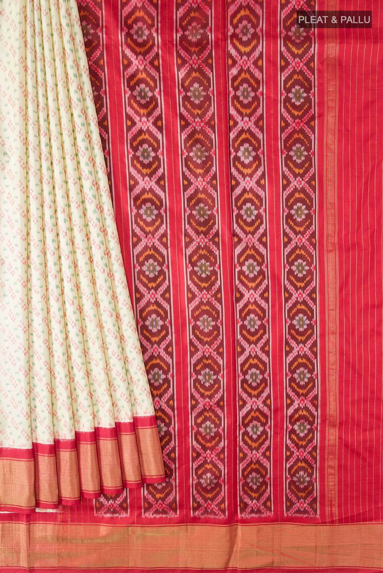 Cream Pochampally Silk Saree