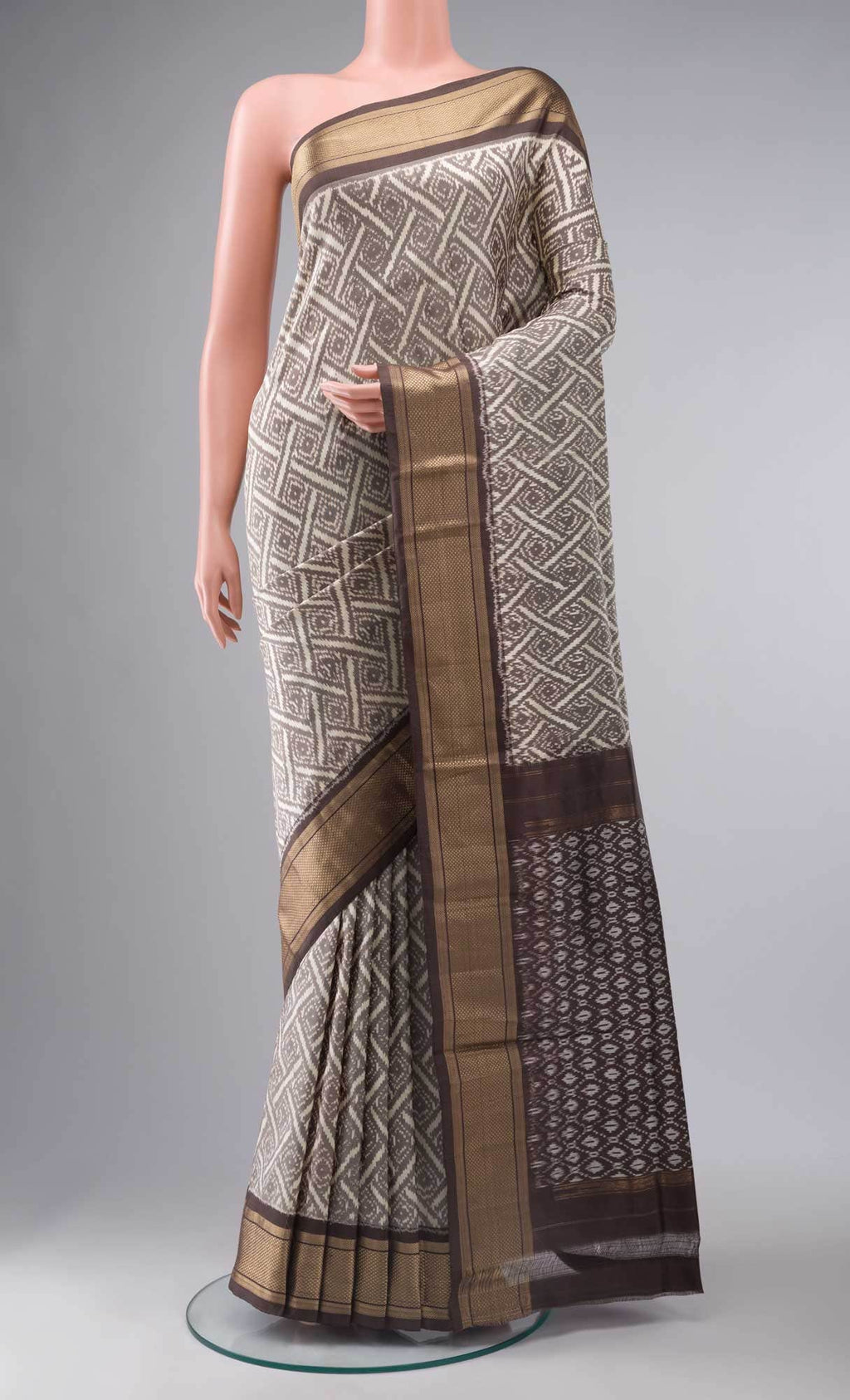 Beige Pochampally Silk Saree