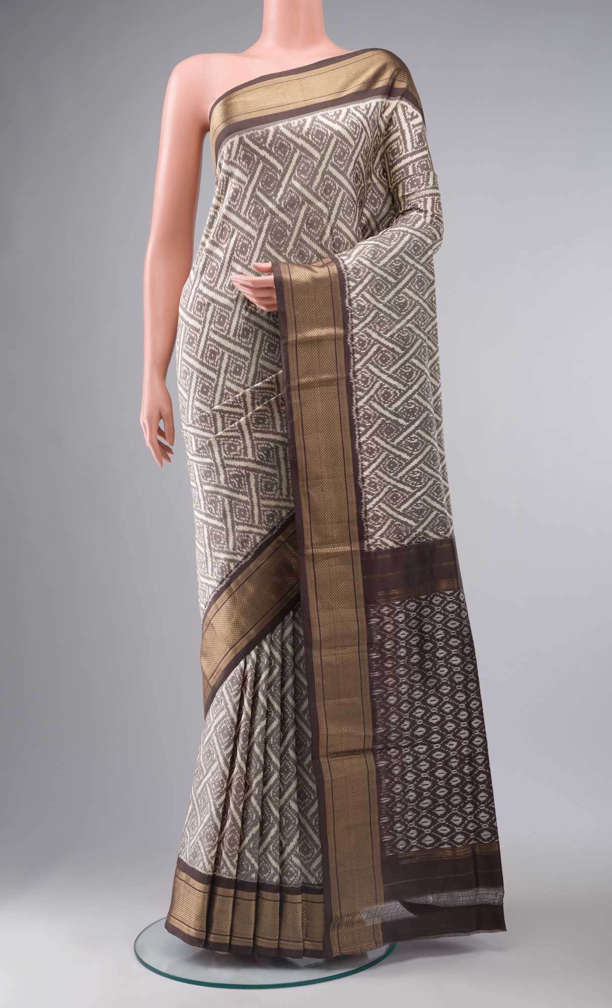 Beige Pochampally Silk Saree