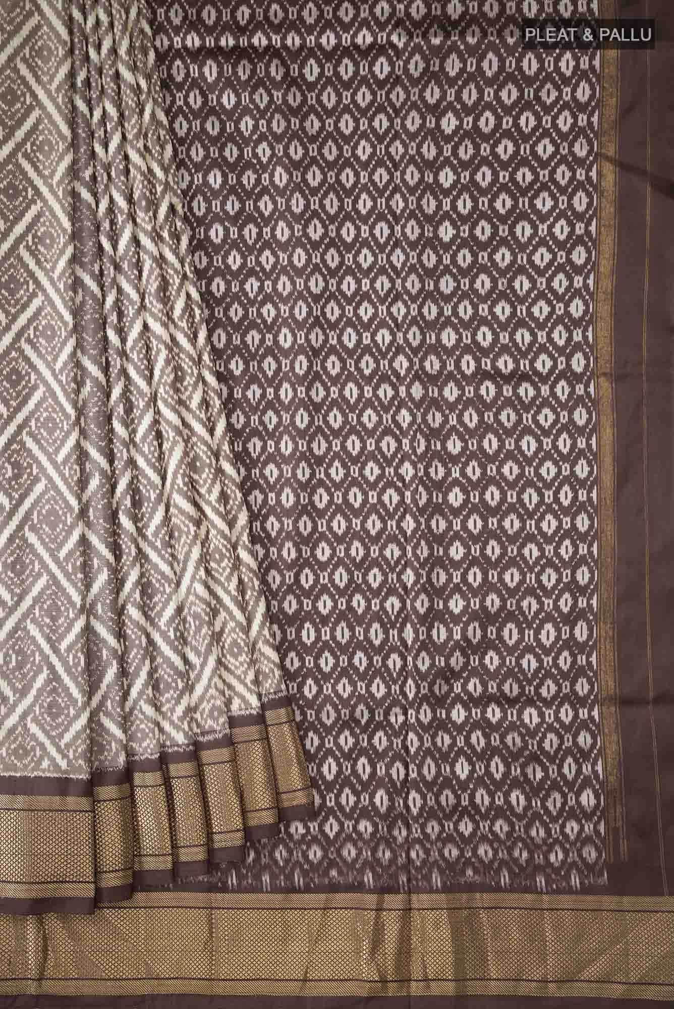 Beige Pochampally Silk Saree