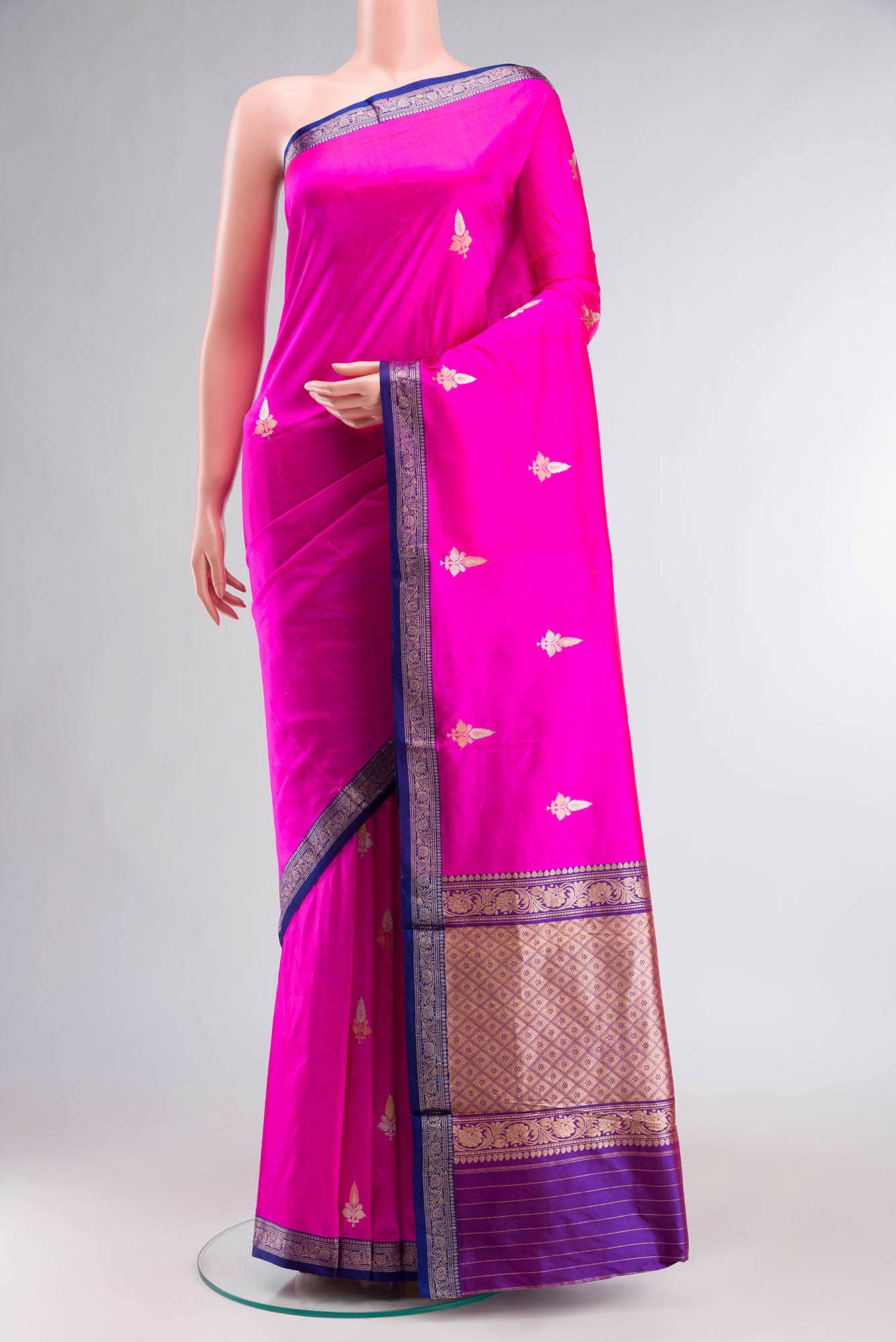 Dark Pink Banarasi Katan Silk Saree
