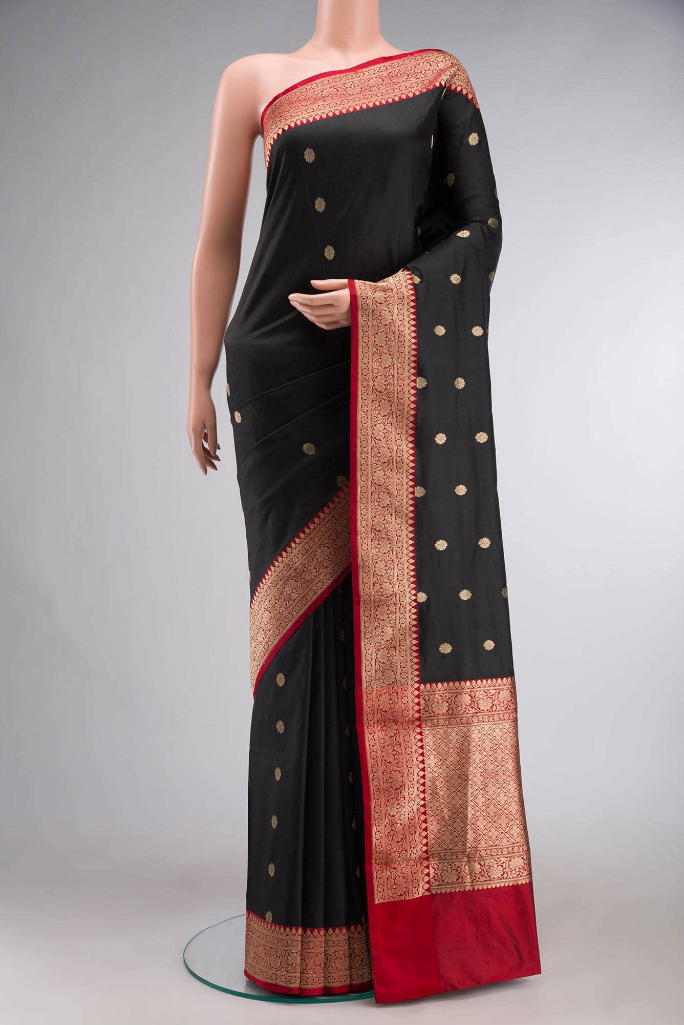 Black Banarasi Katan Silk Saree