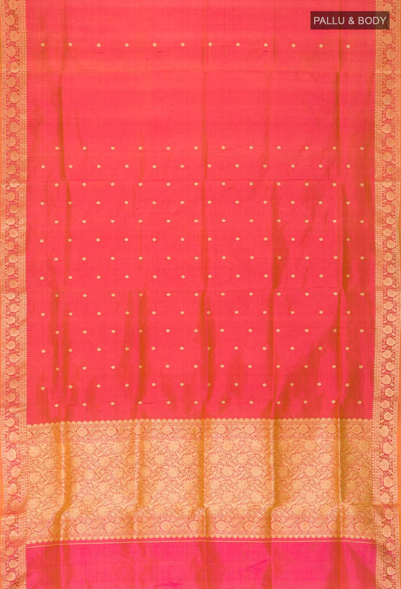 Pink with Yellow Dual Tone Banarasi Katan Silk Saree