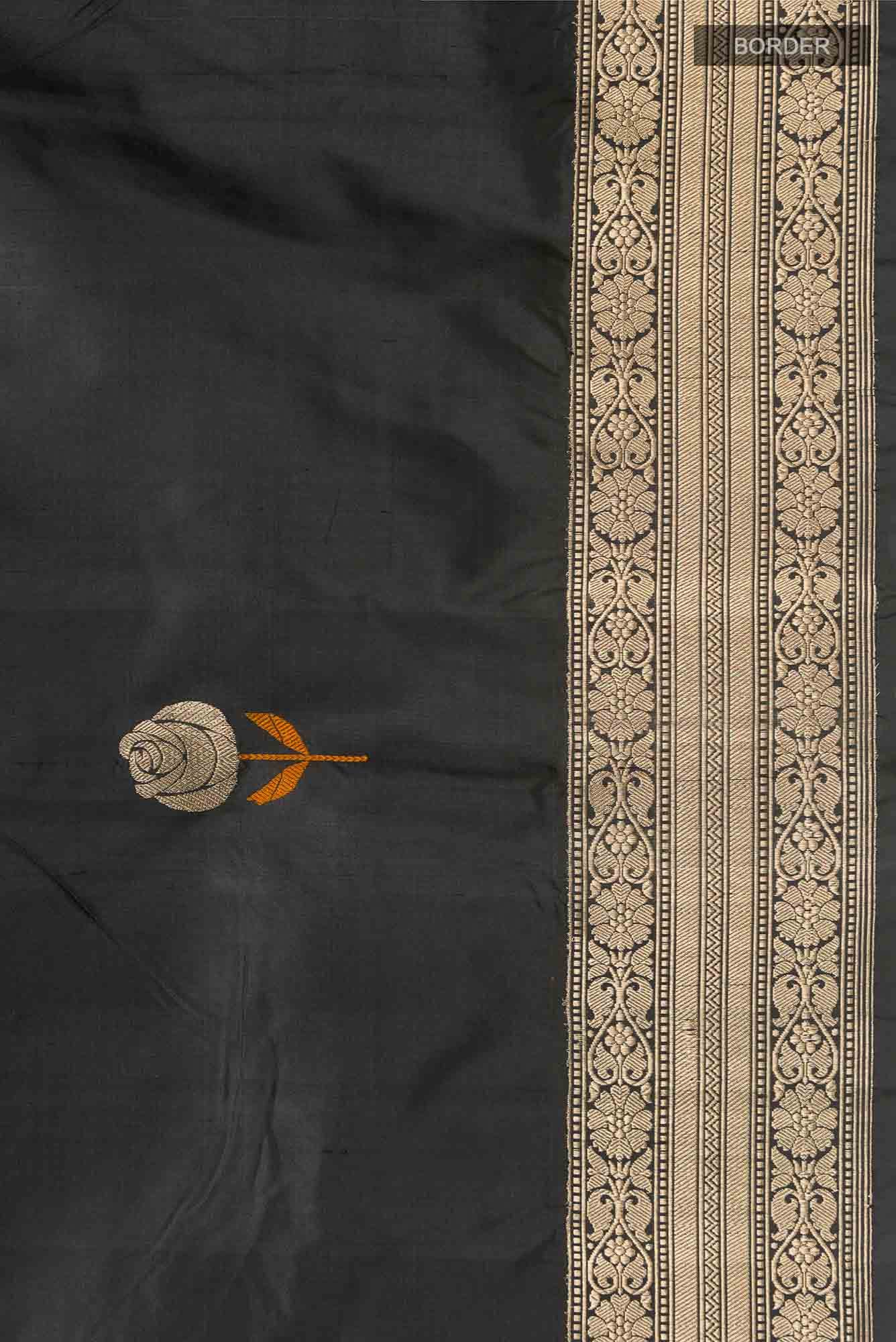 Black Banarasi Katan Silk Saree