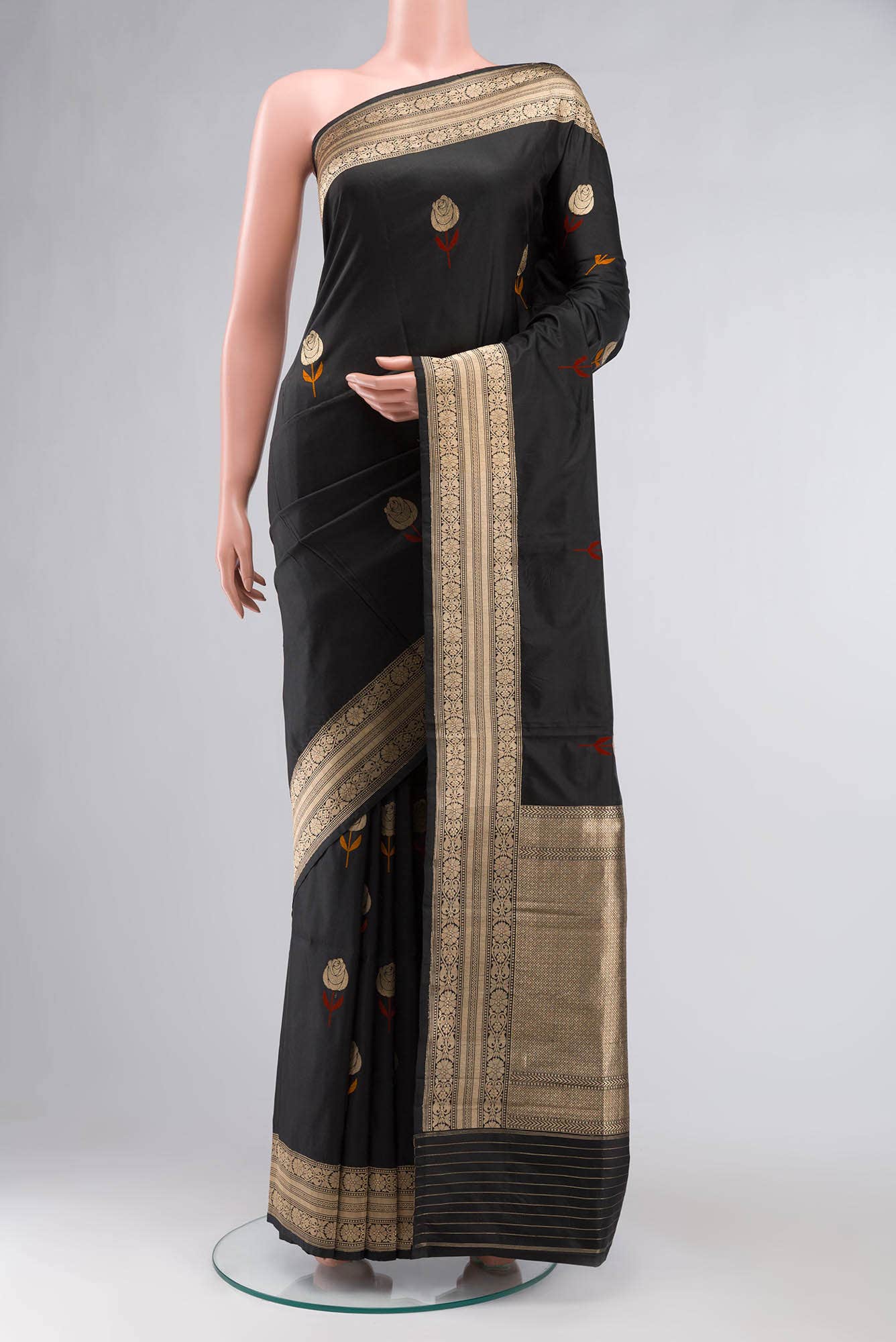 Black Banarasi Katan Silk Saree